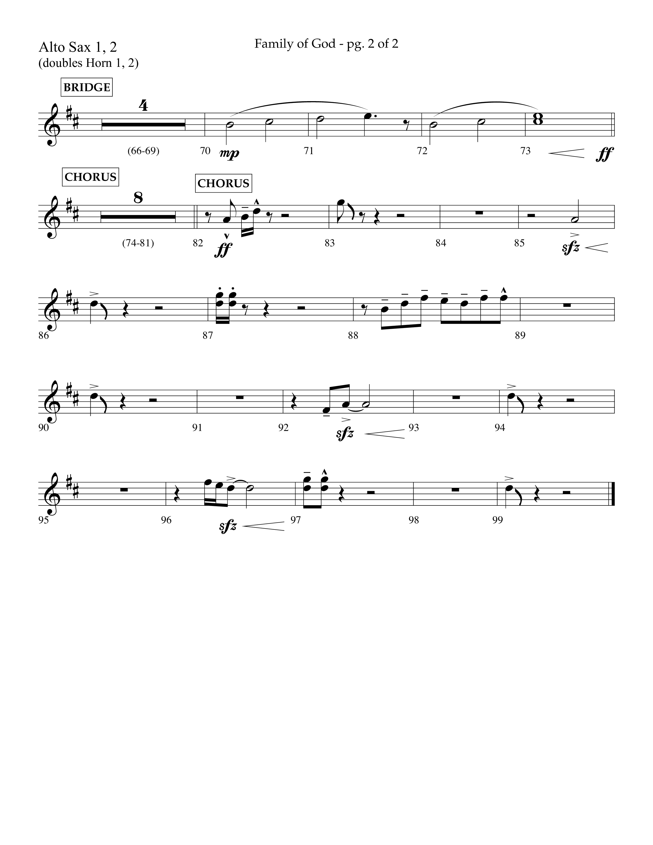 Family Of God (Choral Anthem SATB) Alto Sax 1/2 (Lifeway Choral / Arr. Craig Adams)