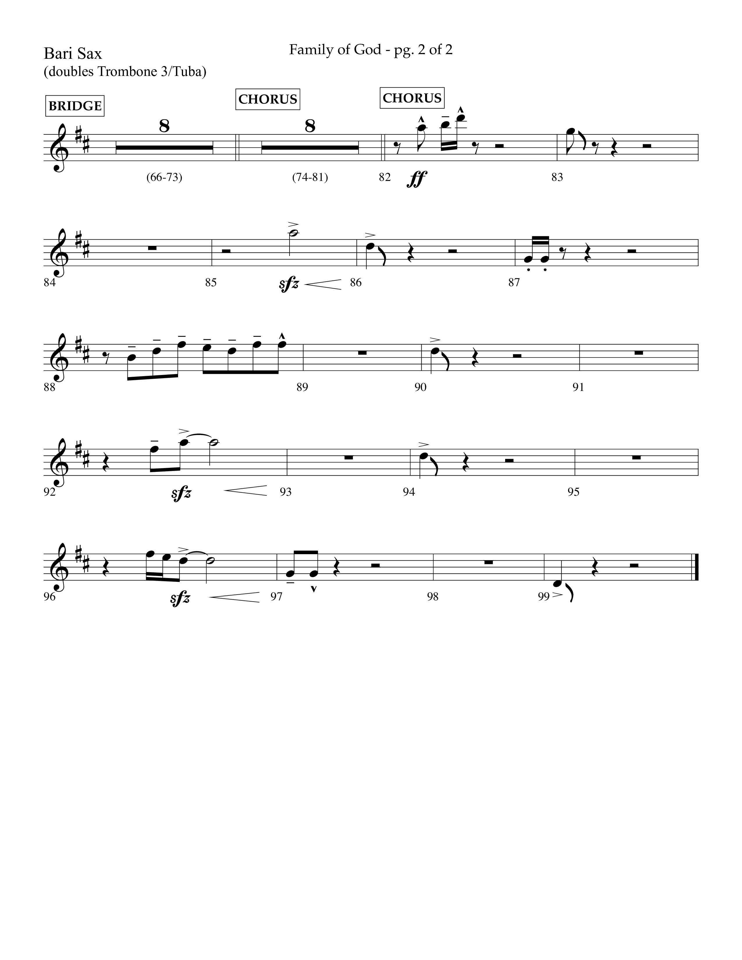 Family Of God (Choral Anthem SATB) Bari Sax (Lifeway Choral / Arr. Craig Adams)