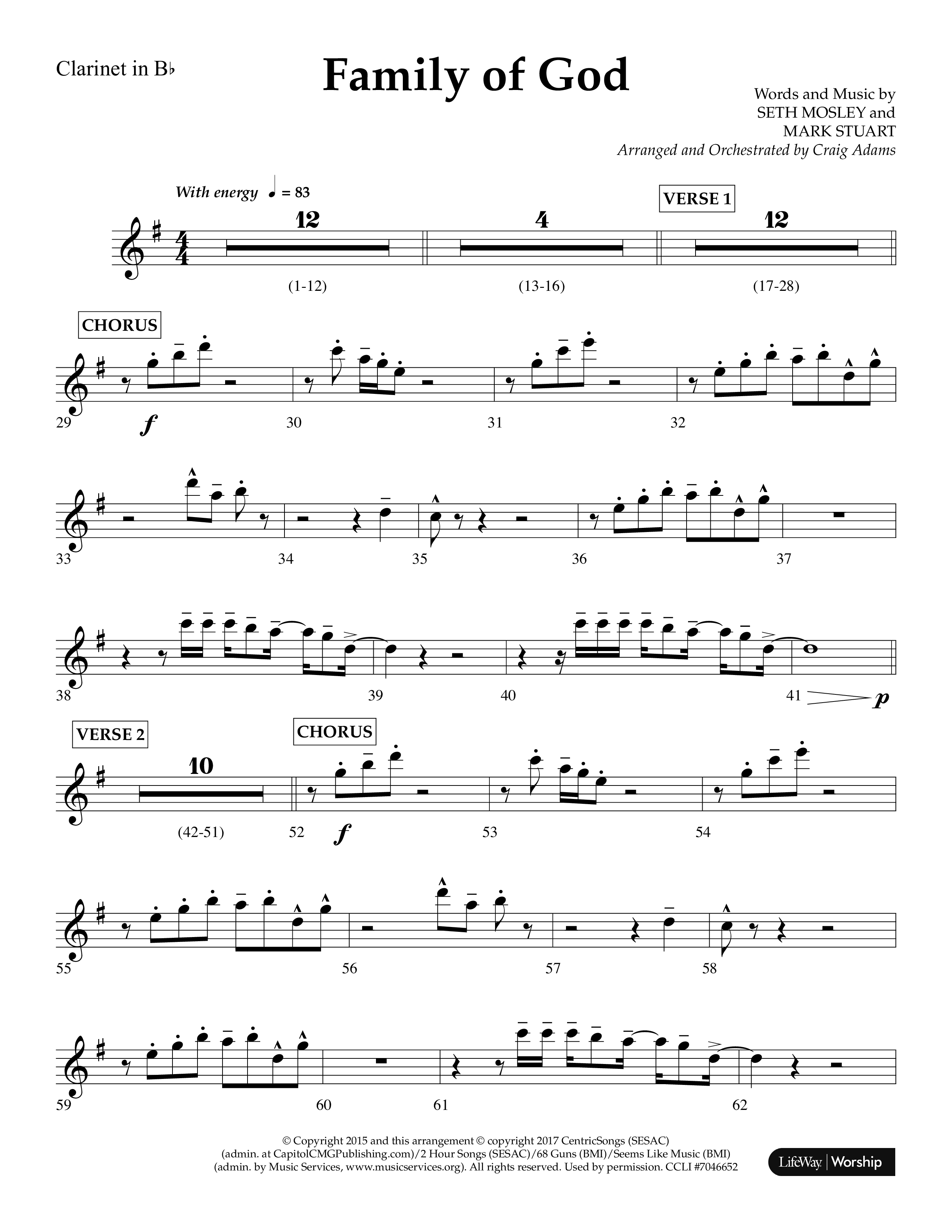 Family Of God (Choral Anthem SATB) Clarinet (Lifeway Choral / Arr. Craig Adams)