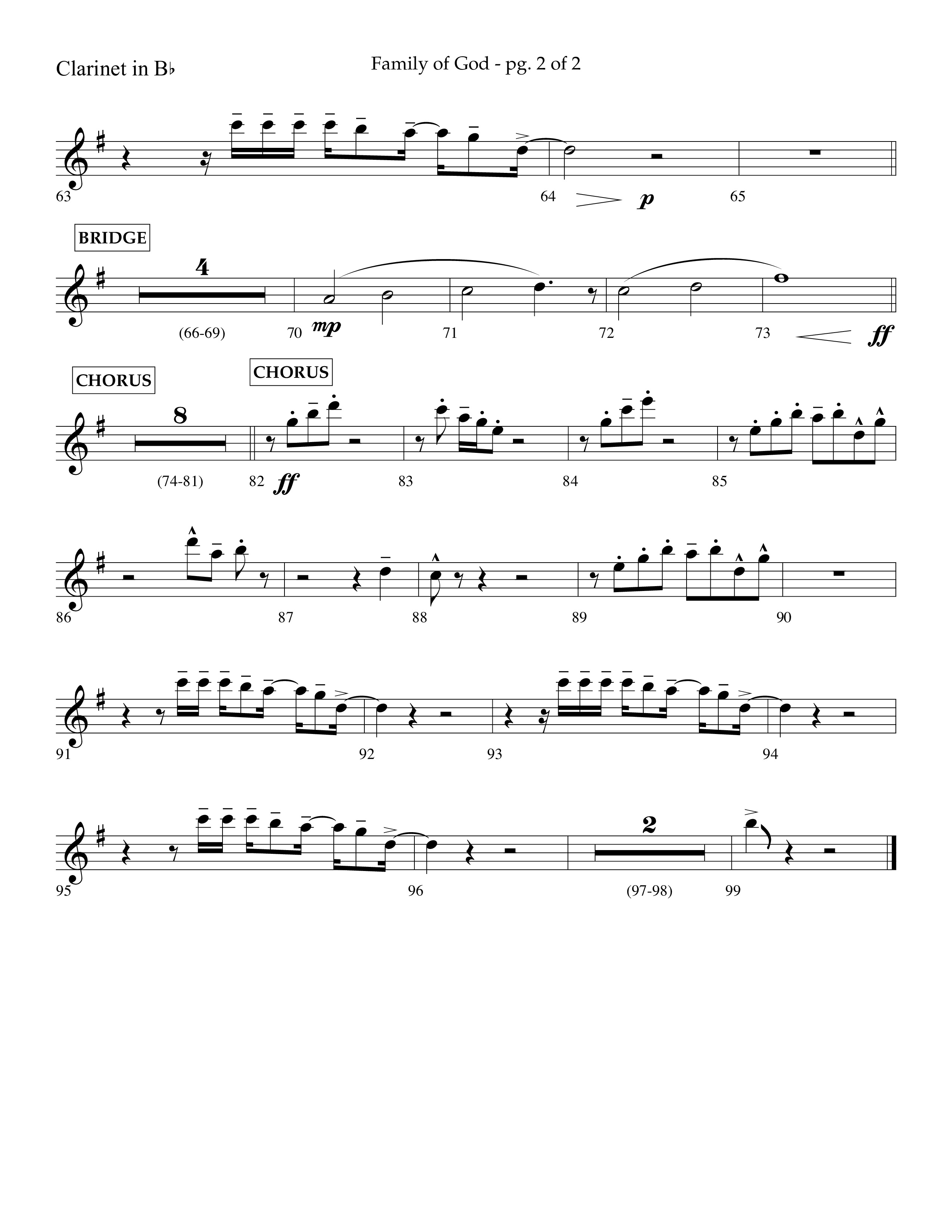 Family Of God (Choral Anthem SATB) Clarinet (Lifeway Choral / Arr. Craig Adams)