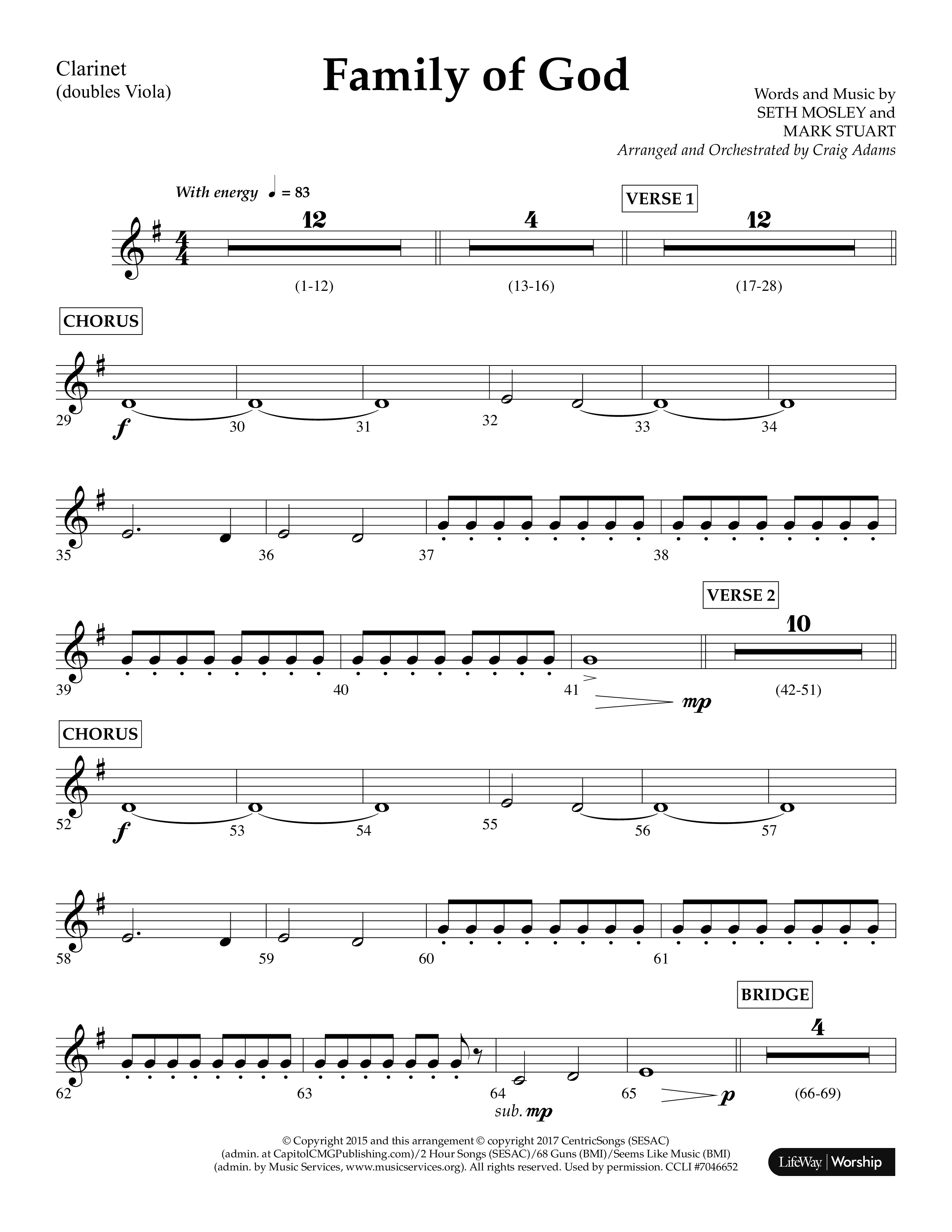 Family Of God (Choral Anthem SATB) Clarinet (Lifeway Choral / Arr. Craig Adams)