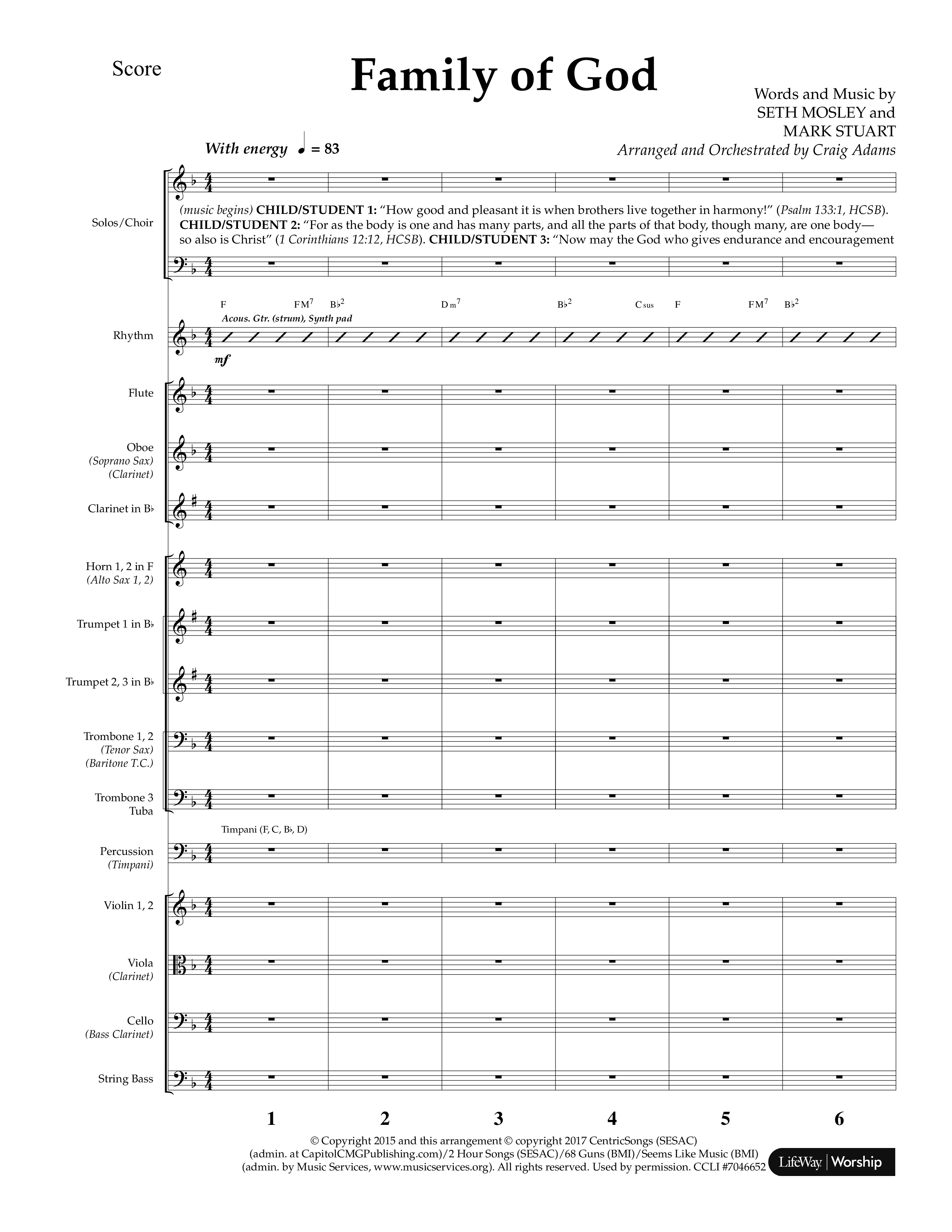 Family Of God (Choral Anthem SATB) Conductor's Score (Lifeway Choral / Arr. Craig Adams)