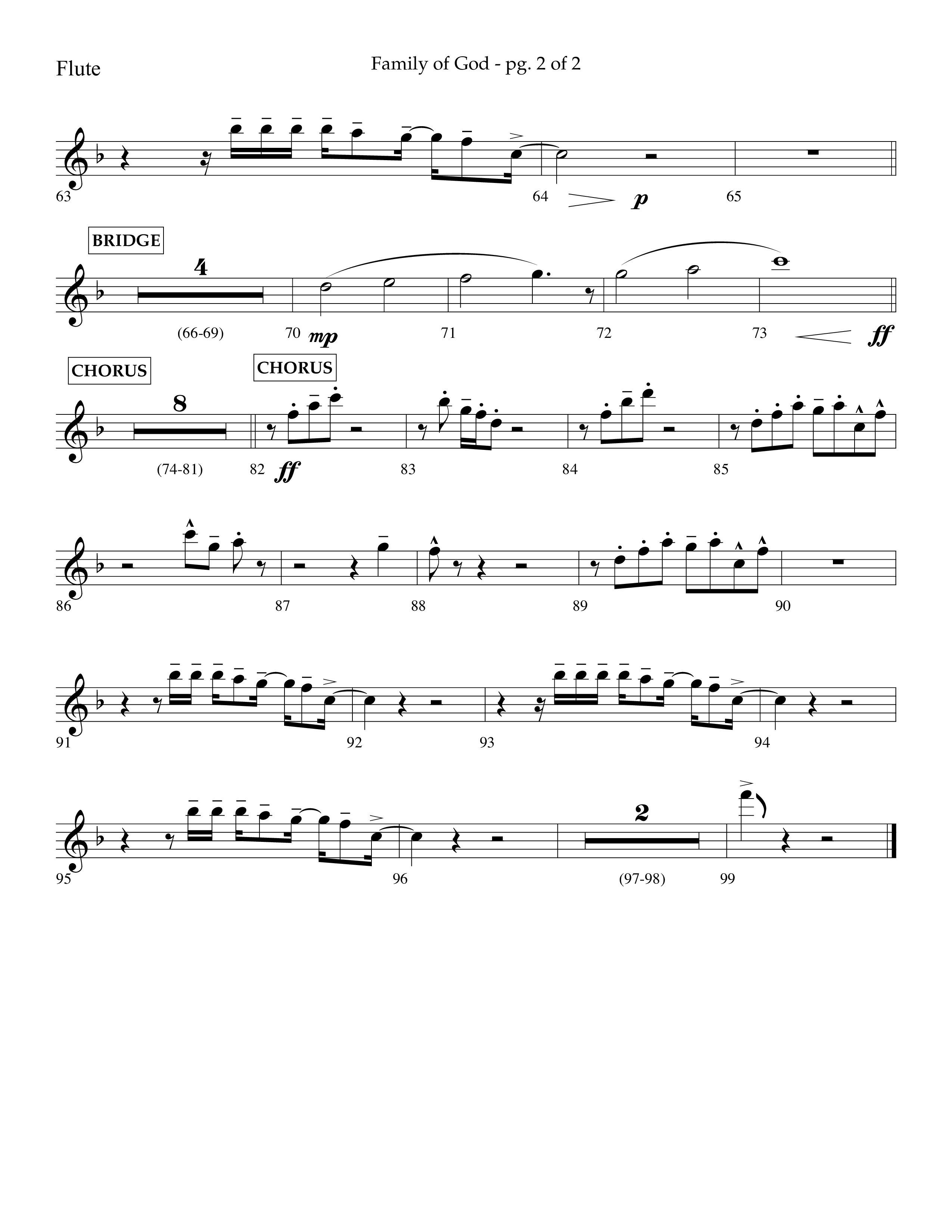 Family Of God (Choral Anthem SATB) Flute (Lifeway Choral / Arr. Craig Adams)