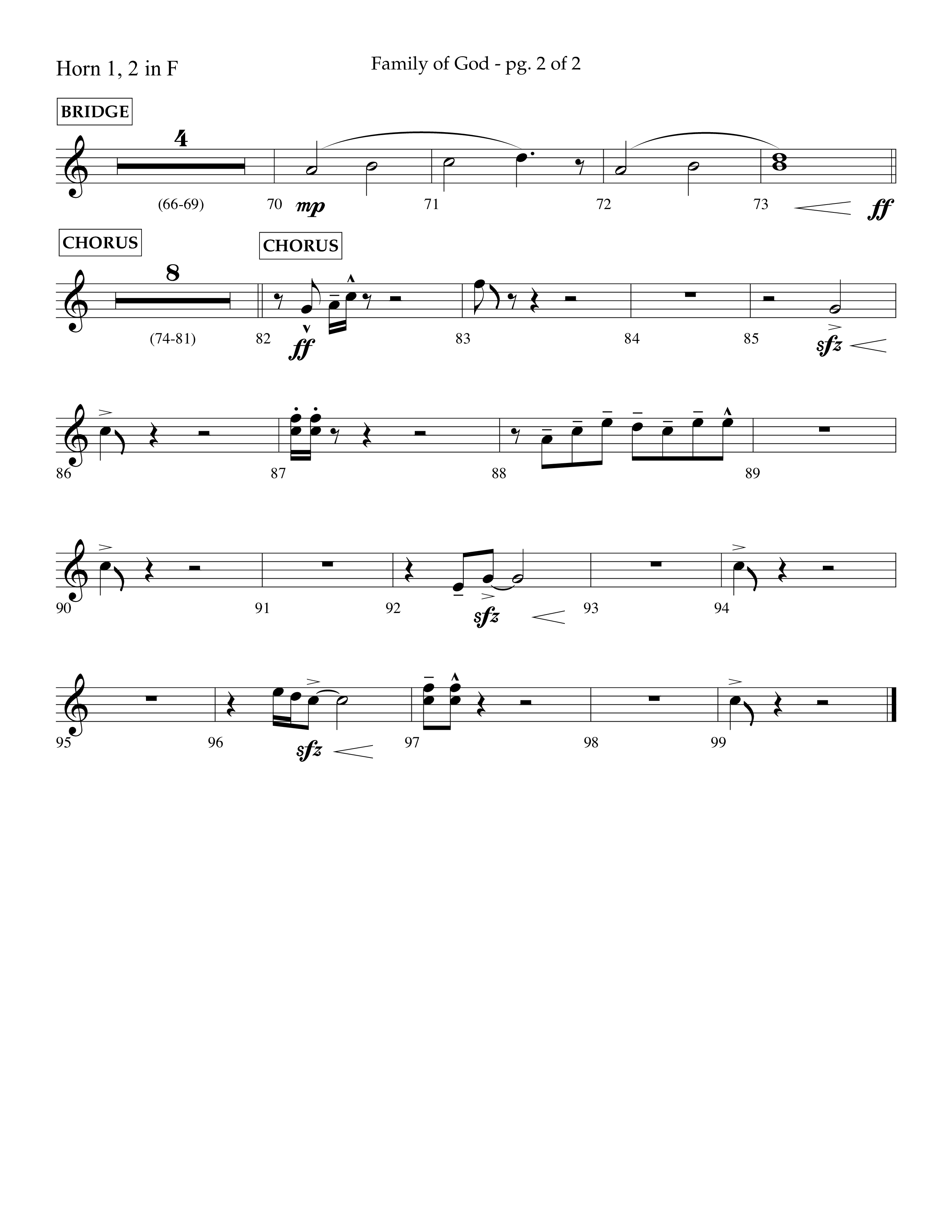Family Of God (Choral Anthem SATB) French Horn 1/2 (Lifeway Choral / Arr. Craig Adams)