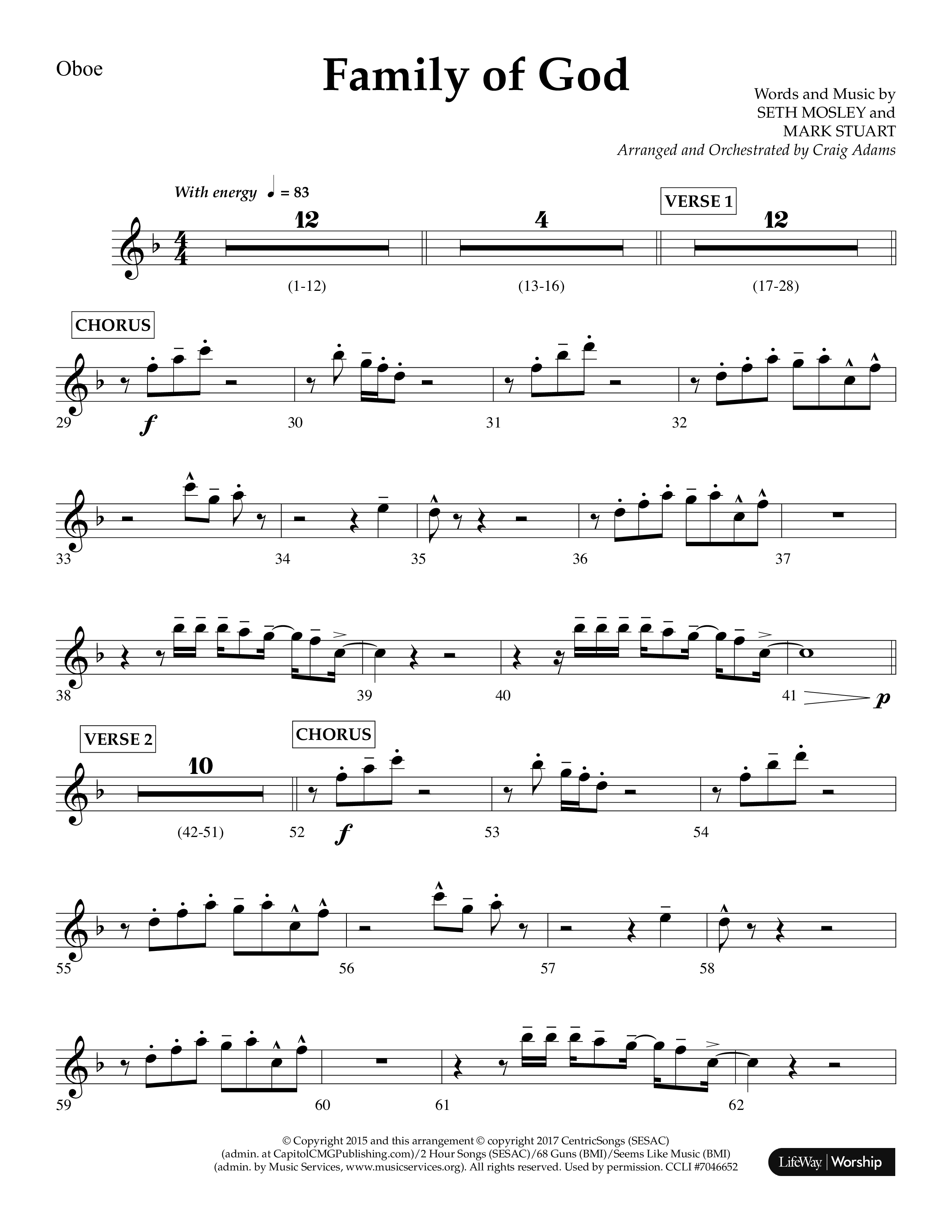 Family Of God (Choral Anthem SATB) Oboe (Lifeway Choral / Arr. Craig Adams)