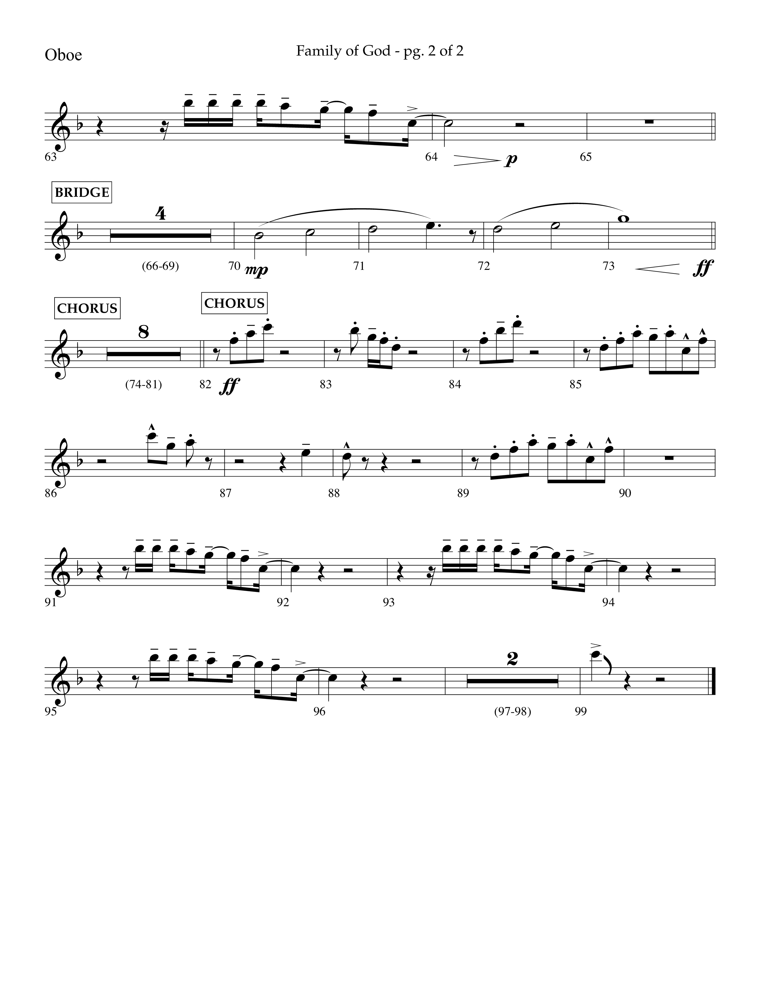 Family Of God (Choral Anthem SATB) Oboe (Lifeway Choral / Arr. Craig Adams)