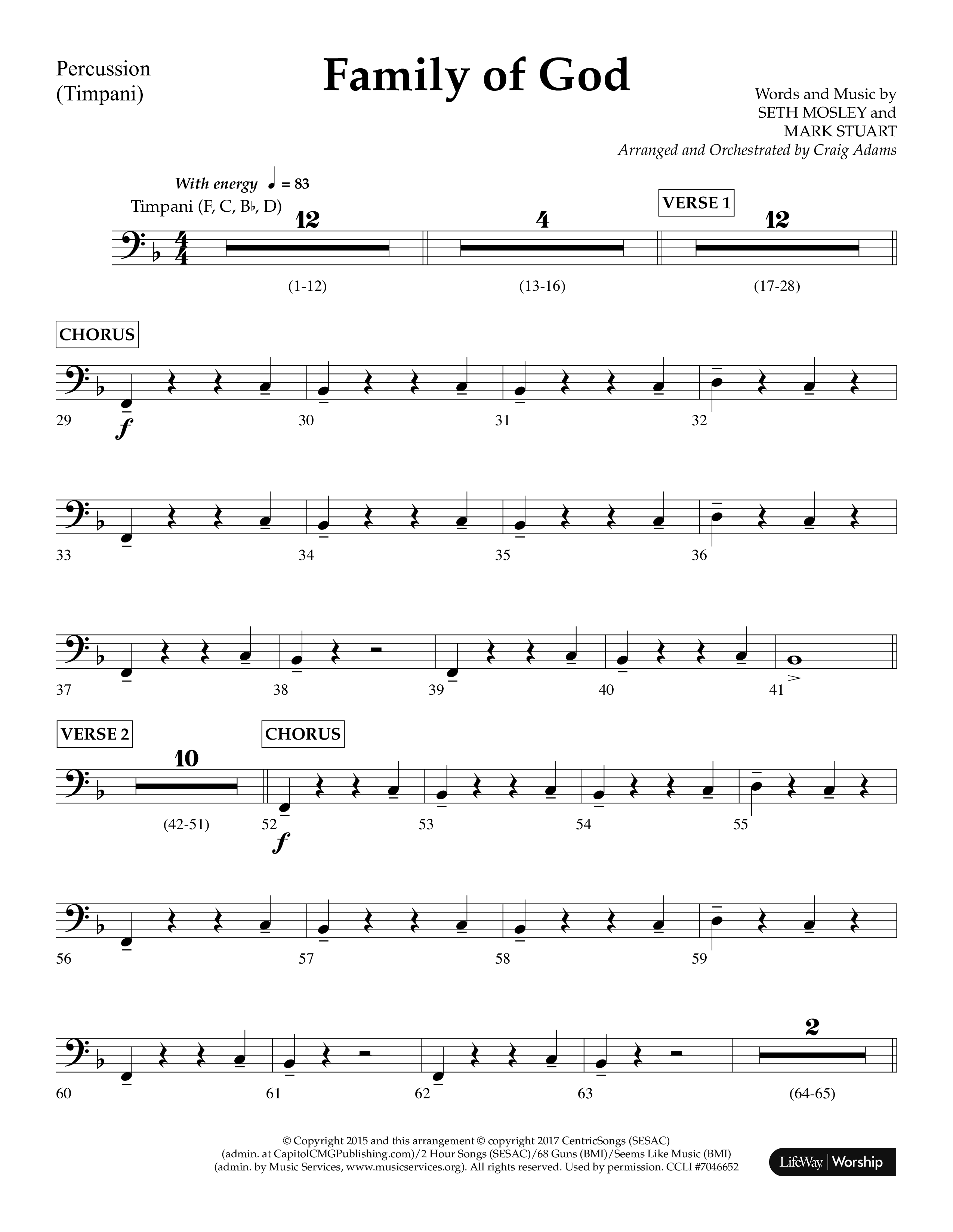 Family Of God (Choral Anthem SATB) Percussion (Lifeway Choral / Arr. Craig Adams)