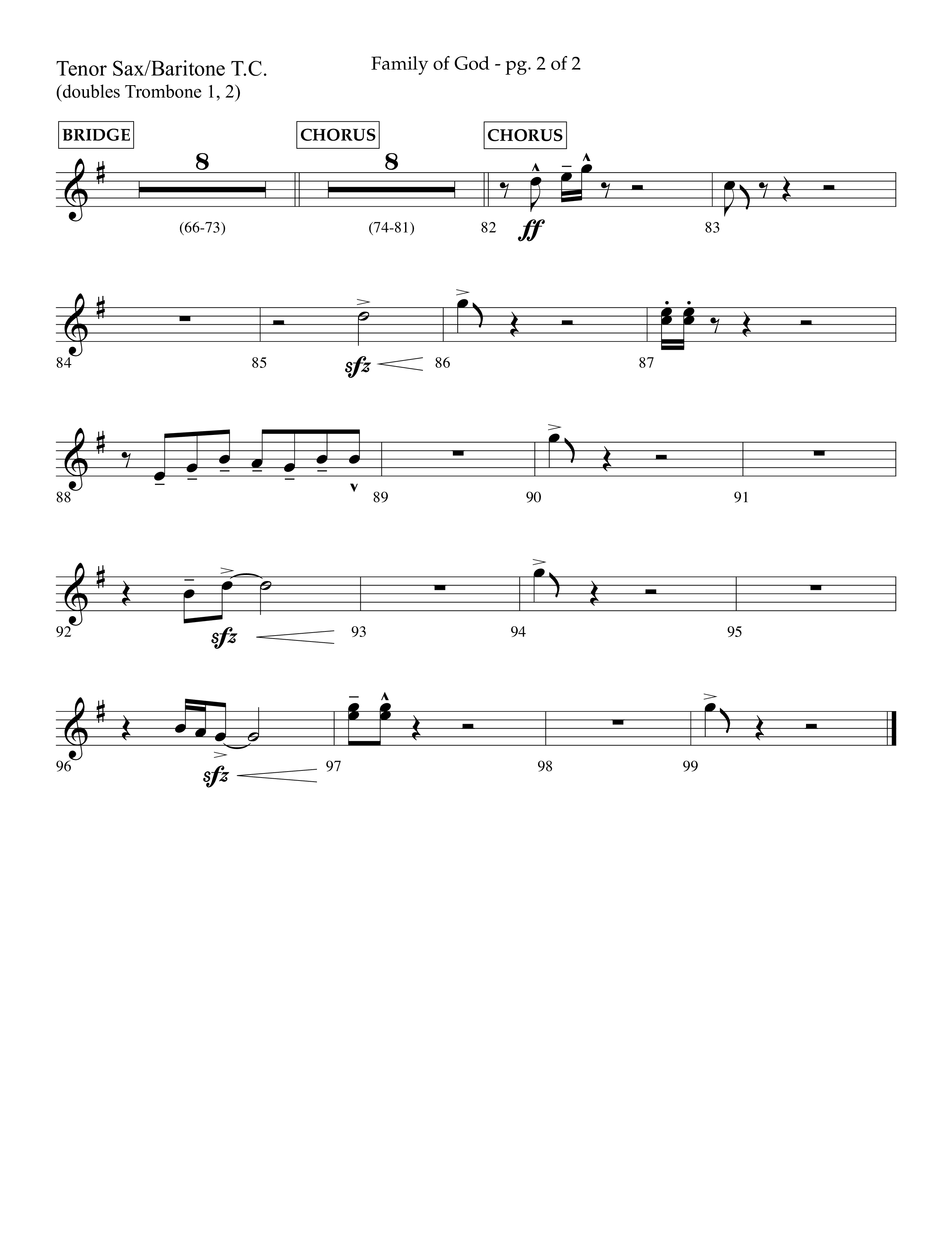Family Of God (Choral Anthem SATB) Tenor Sax/Baritone T.C. (Lifeway Choral / Arr. Craig Adams)