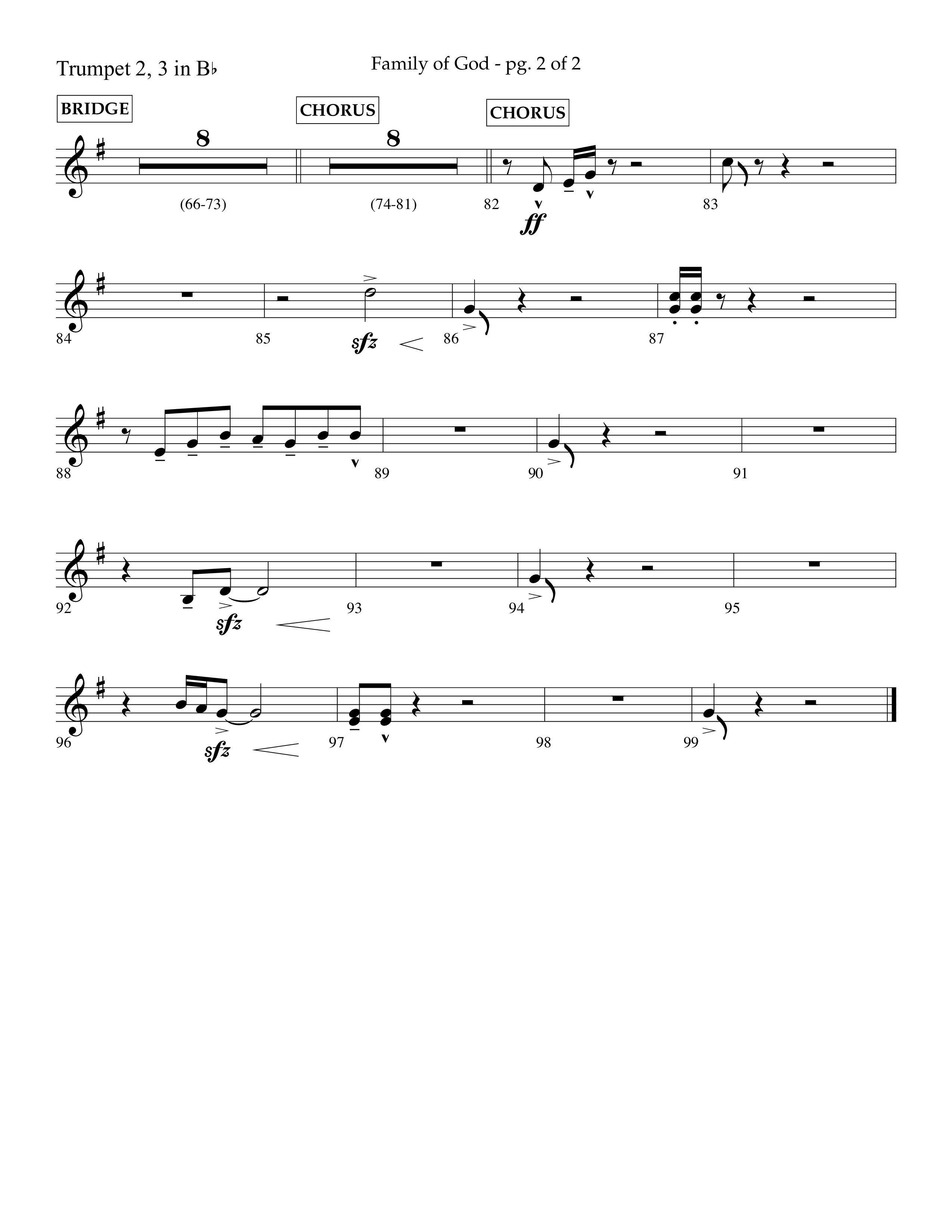 Family Of God (Choral Anthem SATB) Trumpet 2/3 (Lifeway Choral / Arr. Craig Adams)