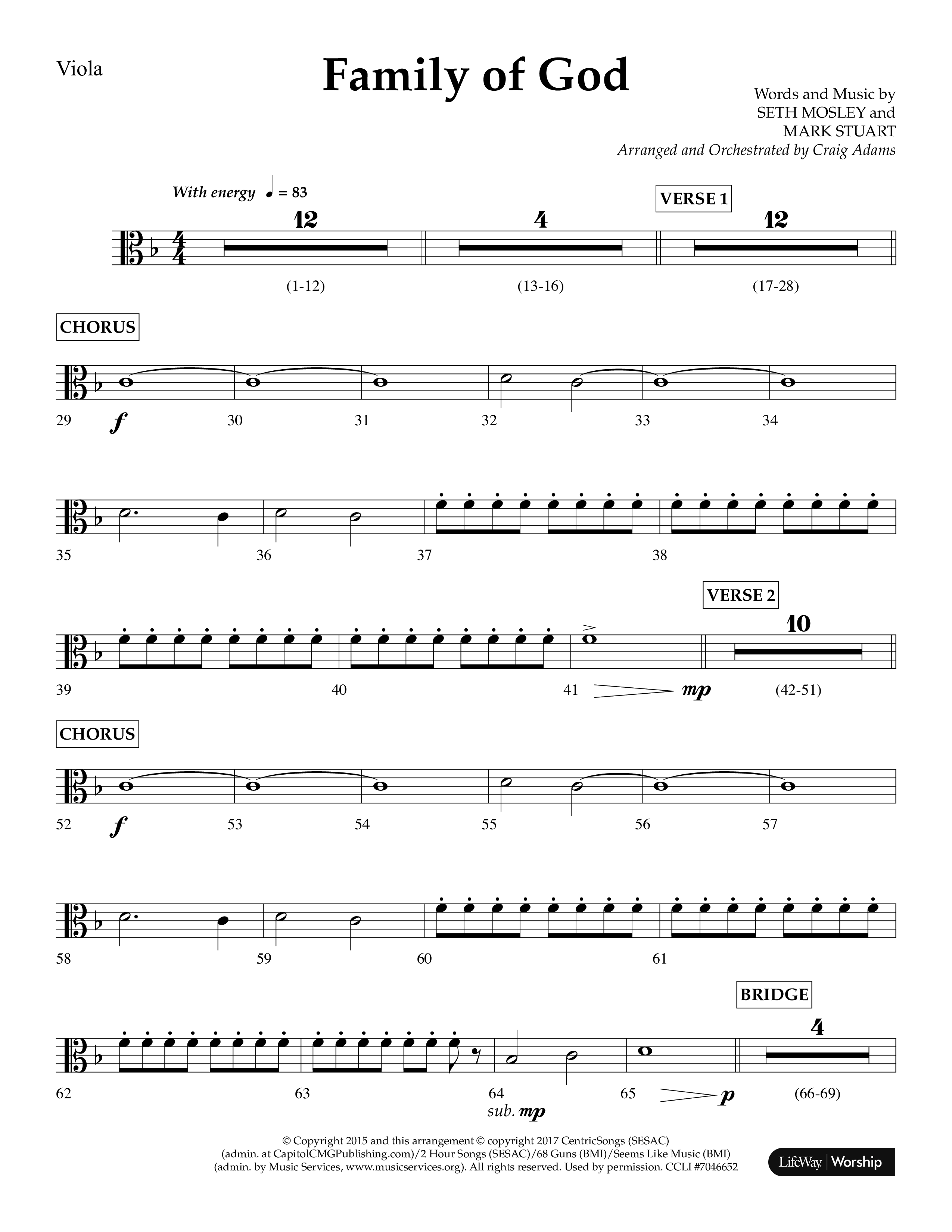 Family Of God (Choral Anthem SATB) Viola (Lifeway Choral / Arr. Craig Adams)