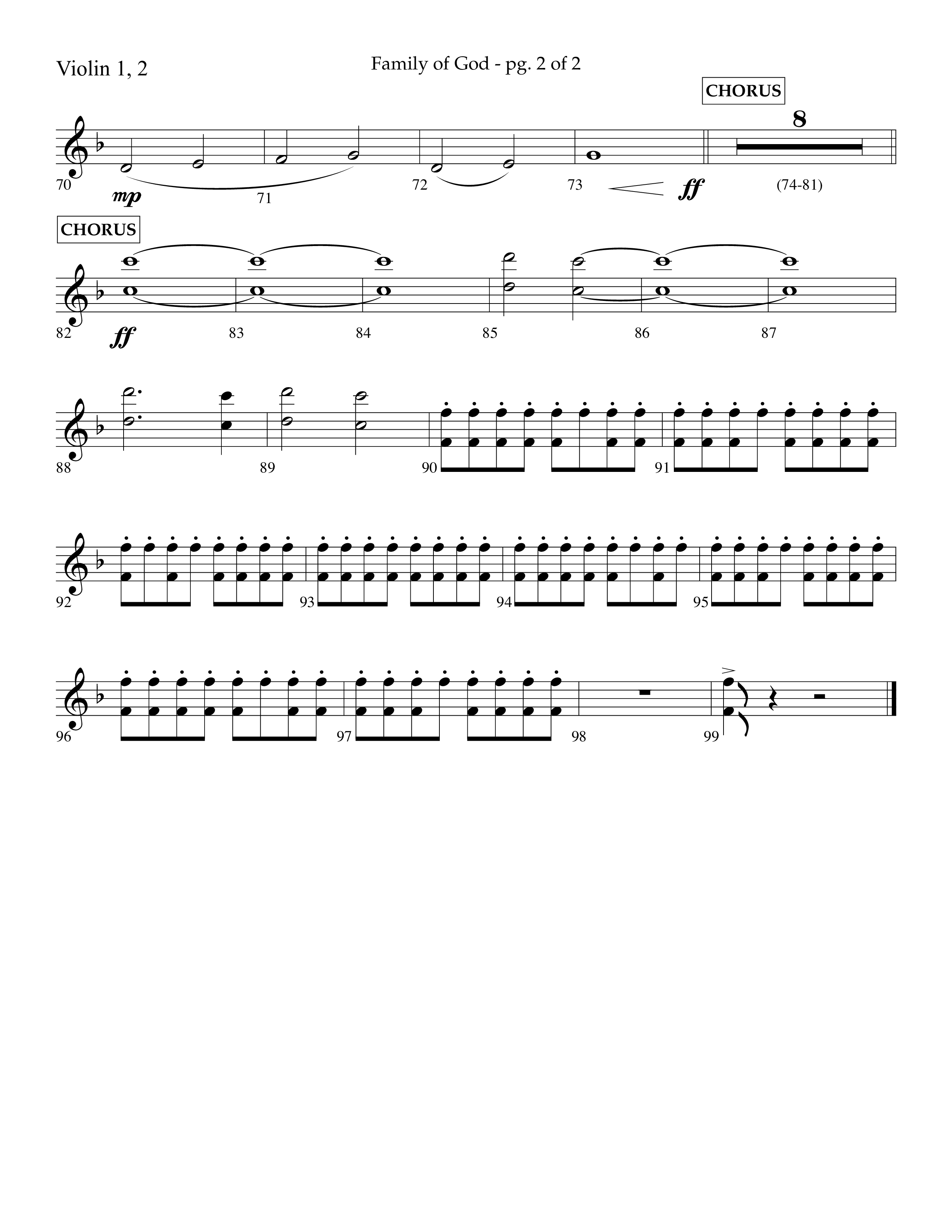 Family Of God (Choral Anthem SATB) Violin 1/2 (Lifeway Choral / Arr. Craig Adams)