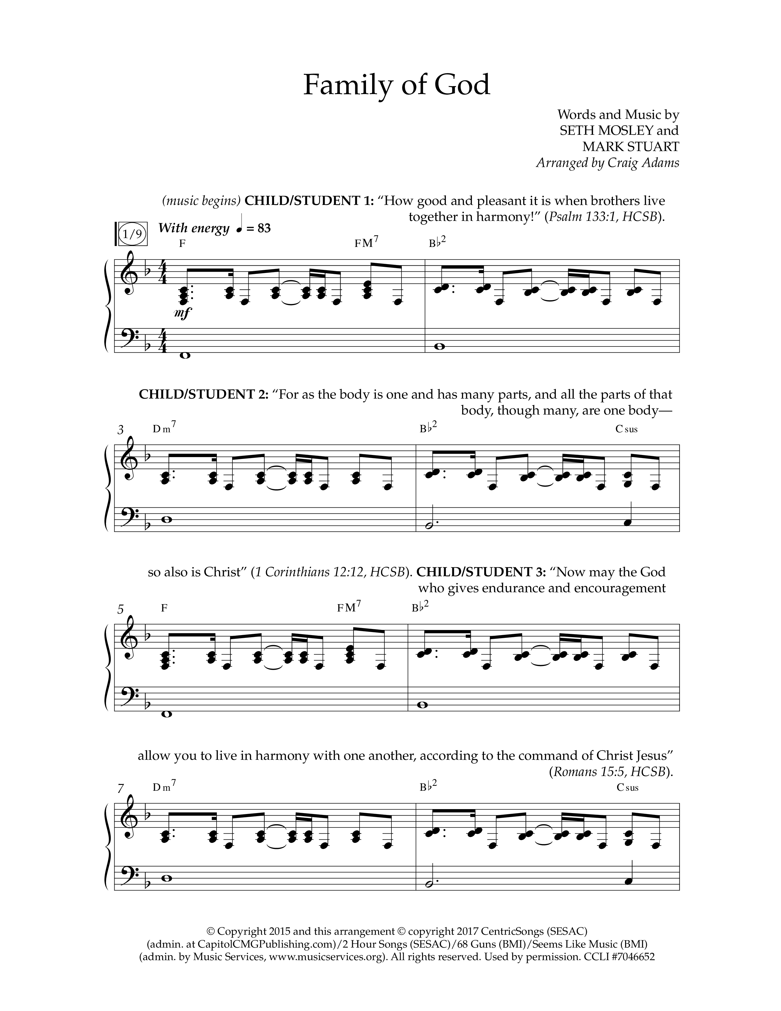 Family Of God (Choral Anthem SATB) Anthem (SATB/Piano) (Lifeway Choral / Arr. Craig Adams)