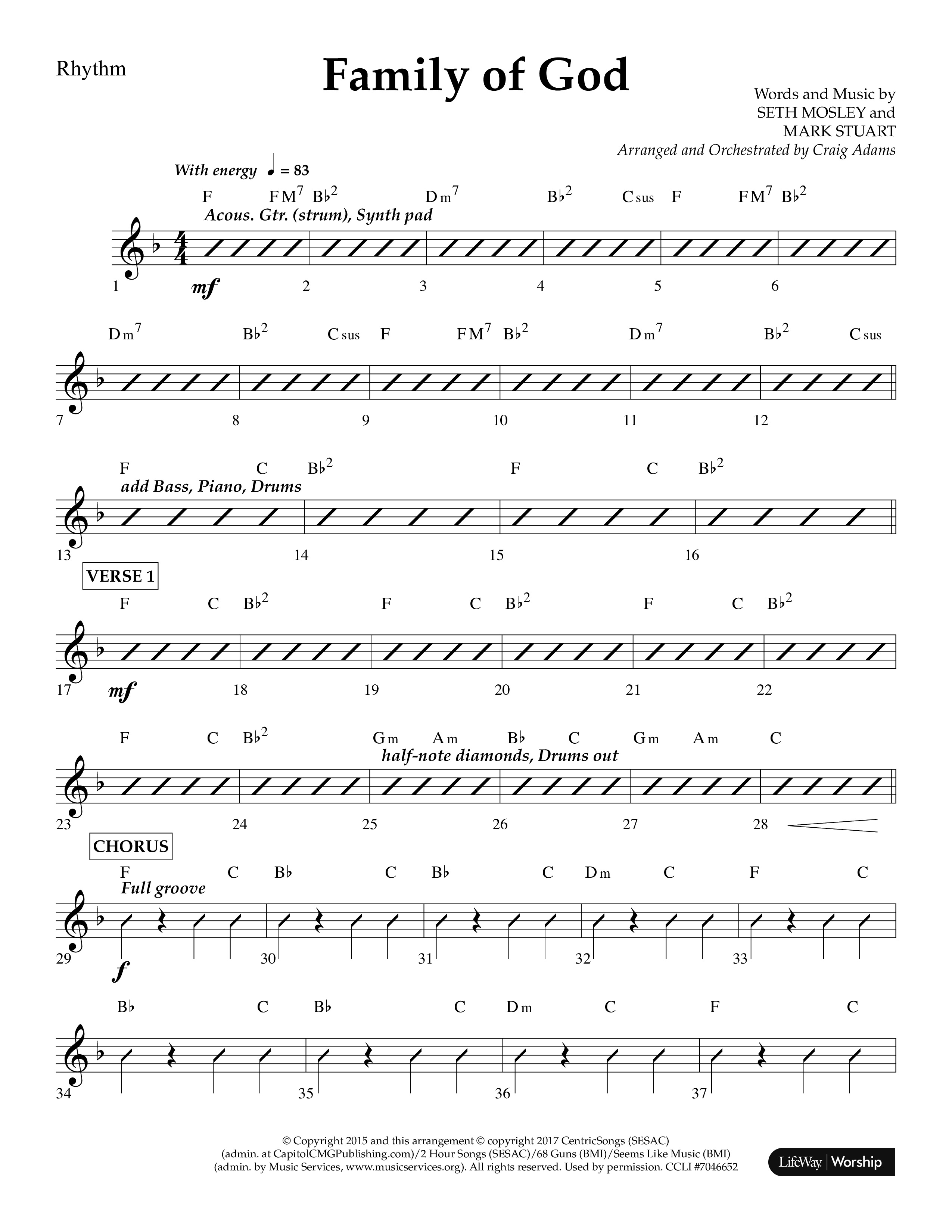 Family Of God (Choral Anthem SATB) Lead Melody & Rhythm (Lifeway Choral / Arr. Craig Adams)