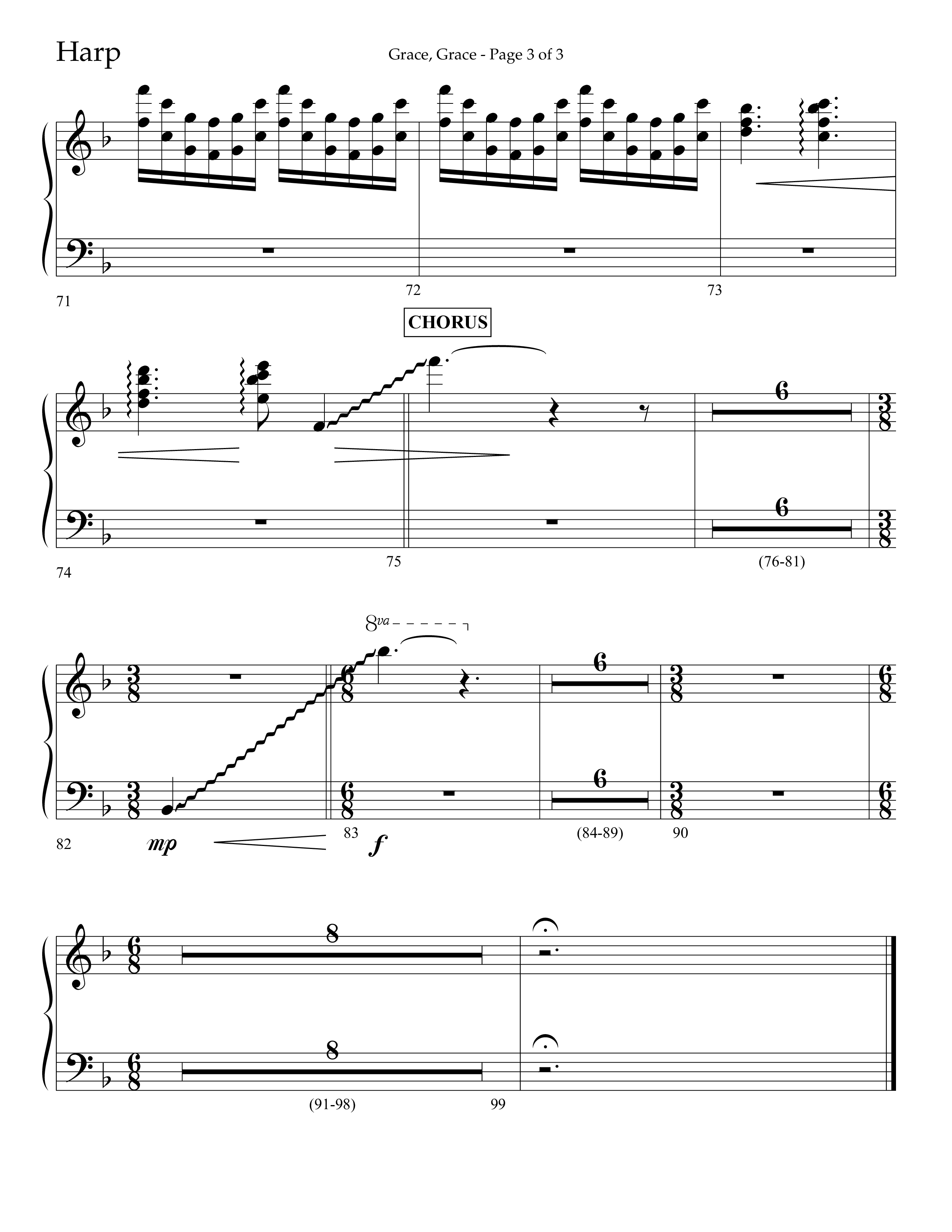 Grace Grace (Choral Anthem SATB) Harp (Lifeway Choral / Arr. John Bolin / Arr. Don Koch / Arr. Eric Belvin / Orch. Daniel Semsen)