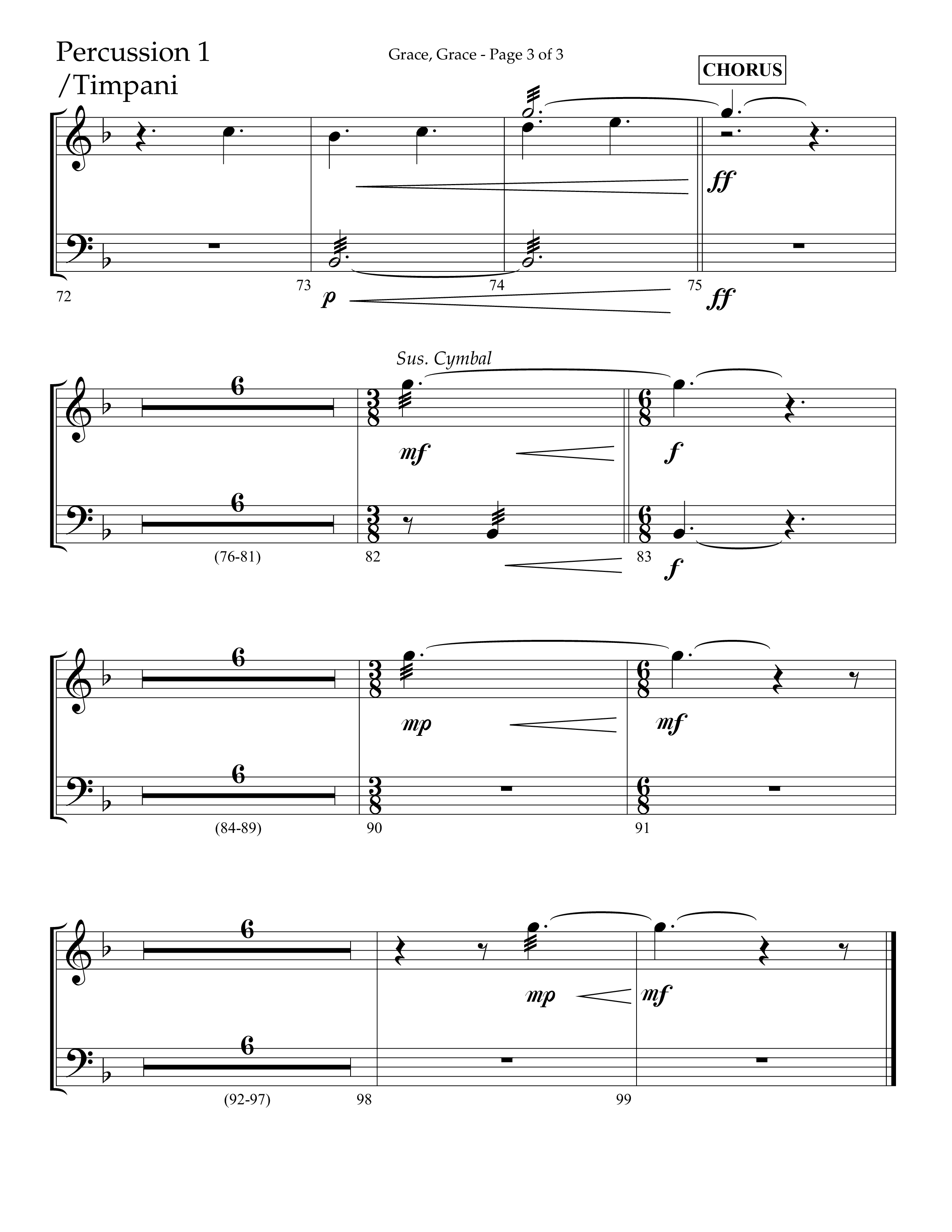 Grace Grace (Choral Anthem SATB) Percussion (Lifeway Choral / Arr. John Bolin / Arr. Don Koch / Arr. Eric Belvin / Orch. Daniel Semsen)