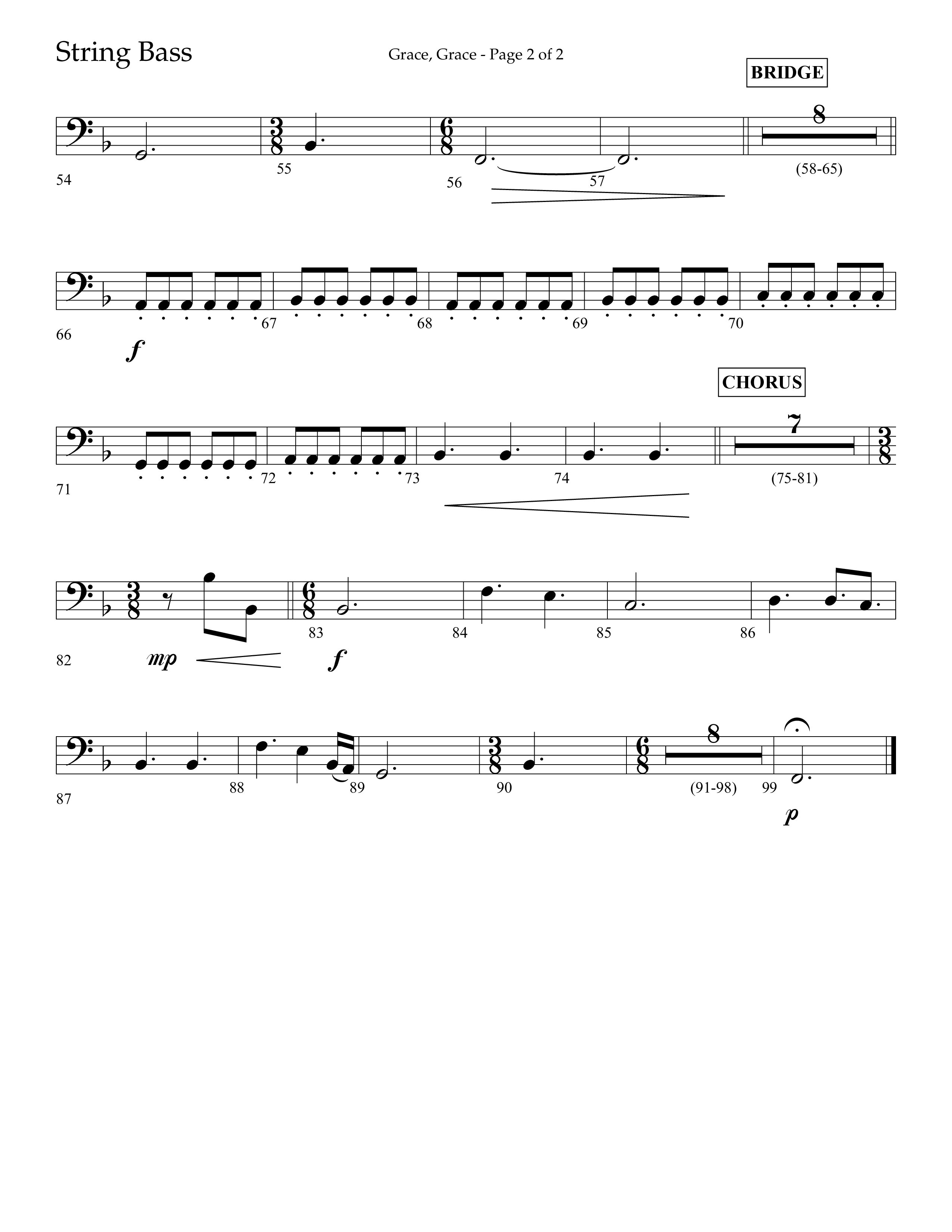 Grace Grace (Choral Anthem SATB) String Bass (Lifeway Choral / Arr. John Bolin / Arr. Don Koch / Arr. Eric Belvin / Orch. Daniel Semsen)