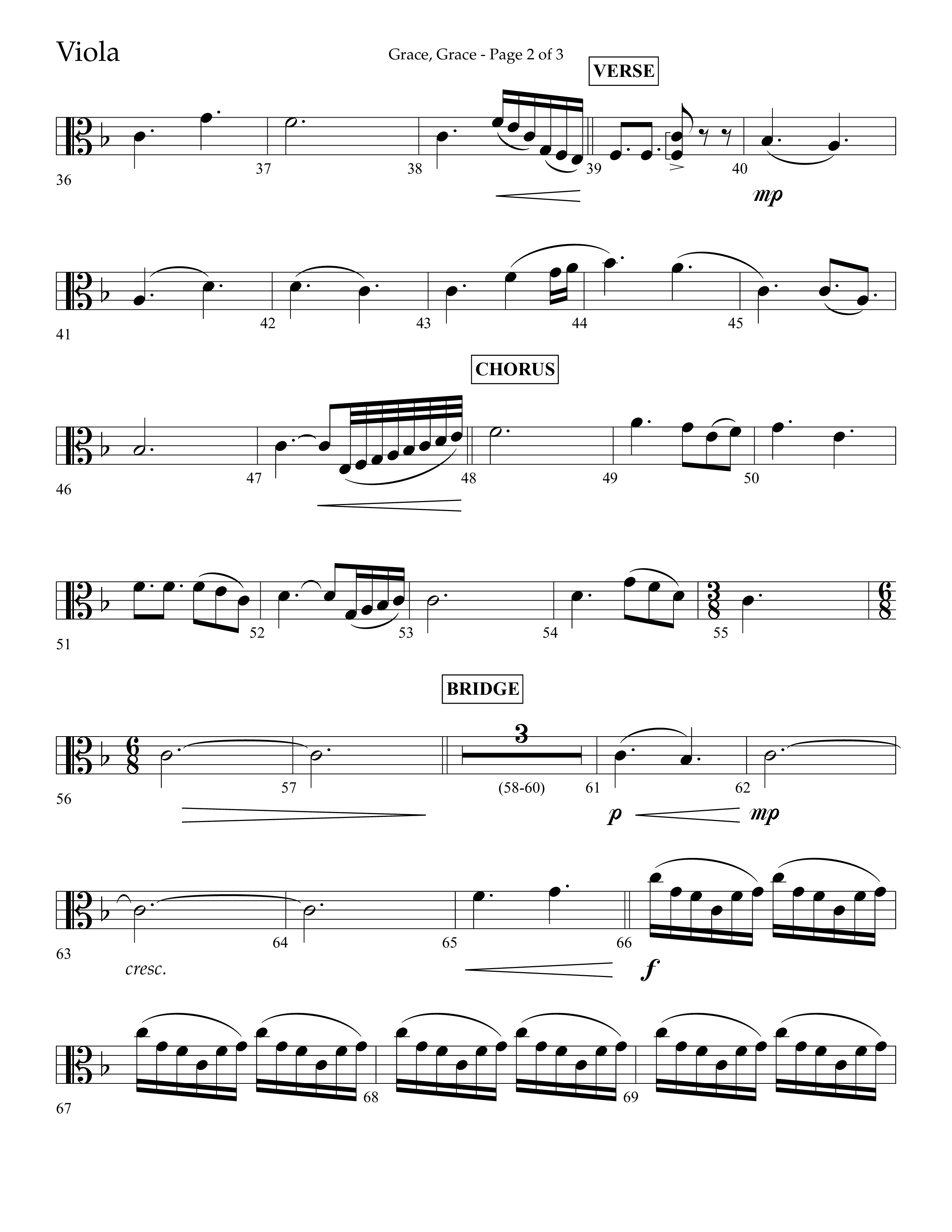 Grace Grace (Choral Anthem SATB) Viola (Lifeway Choral / Arr. John Bolin / Arr. Don Koch / Arr. Eric Belvin / Orch. Daniel Semsen)