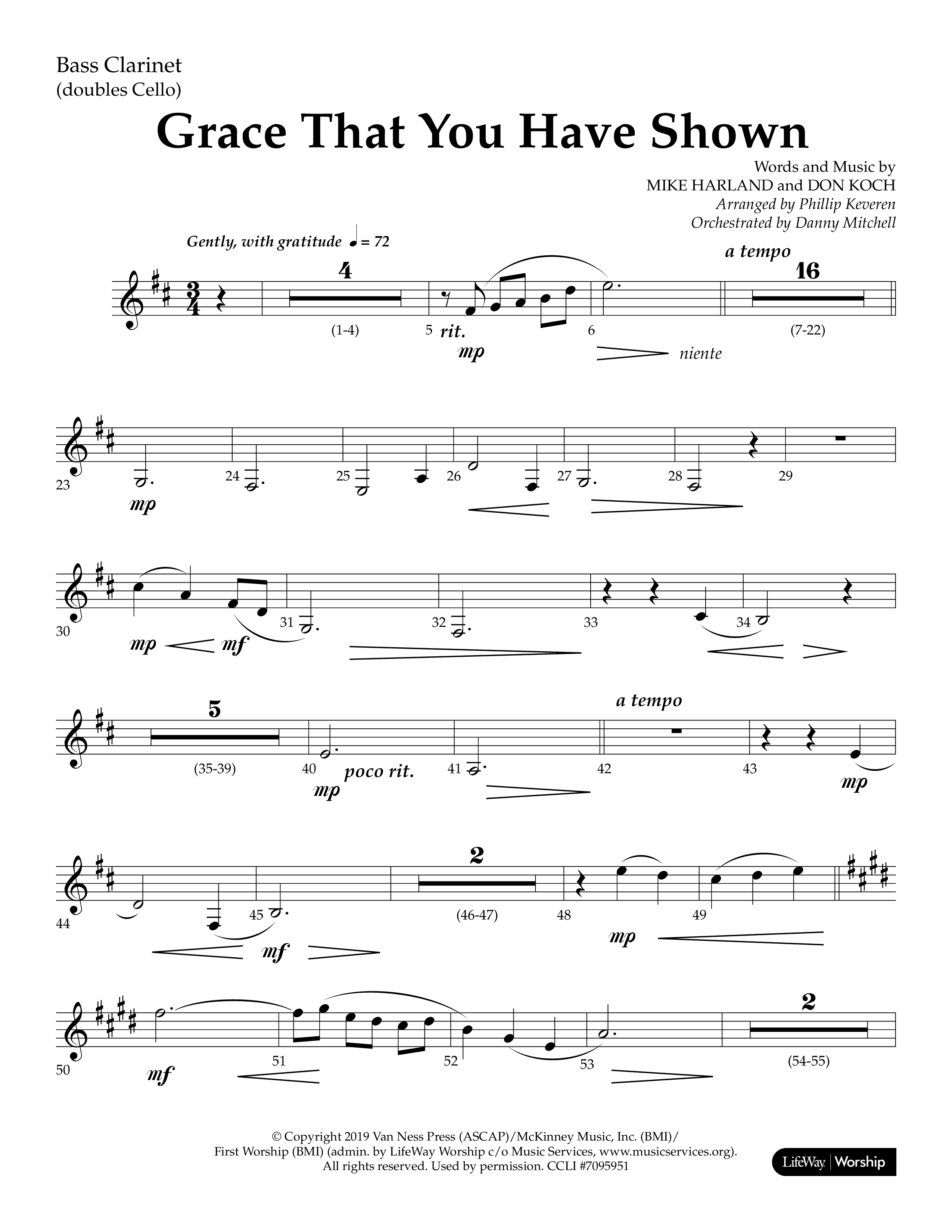 Grace That You Have Shown (Choral Anthem SATB) Bass Clarinet (Lifeway Choral / Arr. Phillip Keveren / Orch. Danny Mitchell)