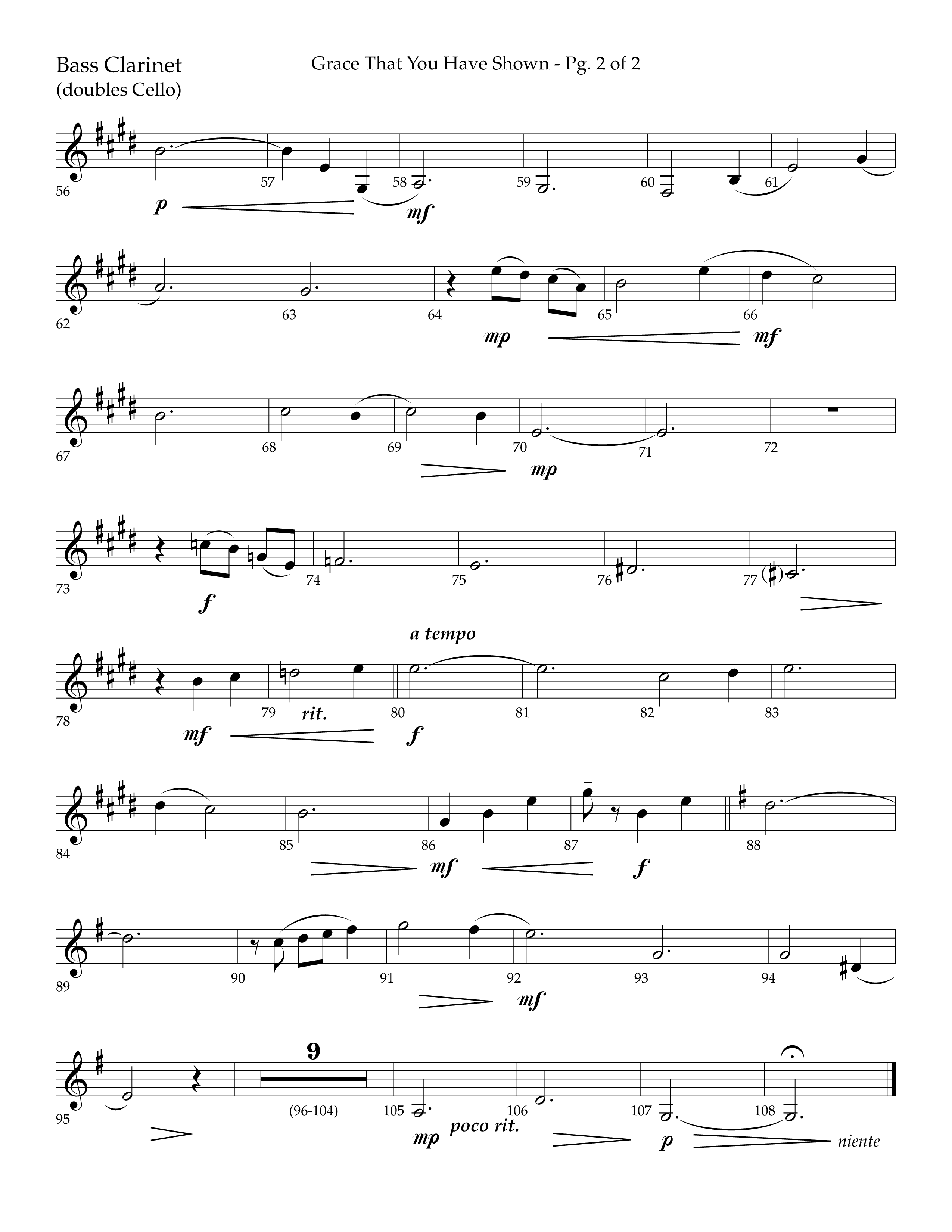 Grace That You Have Shown (Choral Anthem SATB) Bass Clarinet (Lifeway Choral / Arr. Phillip Keveren / Orch. Danny Mitchell)