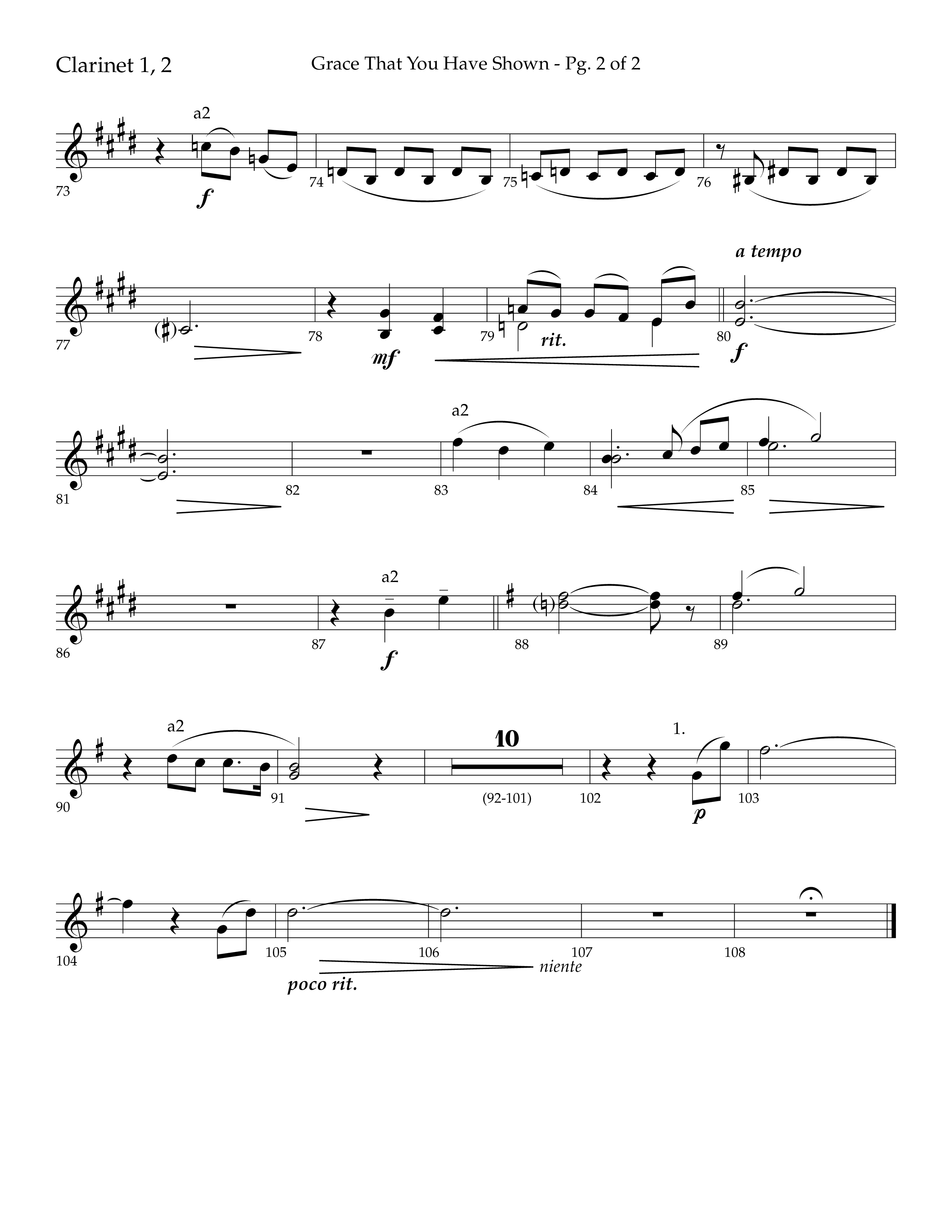 Grace That You Have Shown (Choral Anthem SATB) Clarinet 1/2 (Lifeway Choral / Arr. Phillip Keveren / Orch. Danny Mitchell)