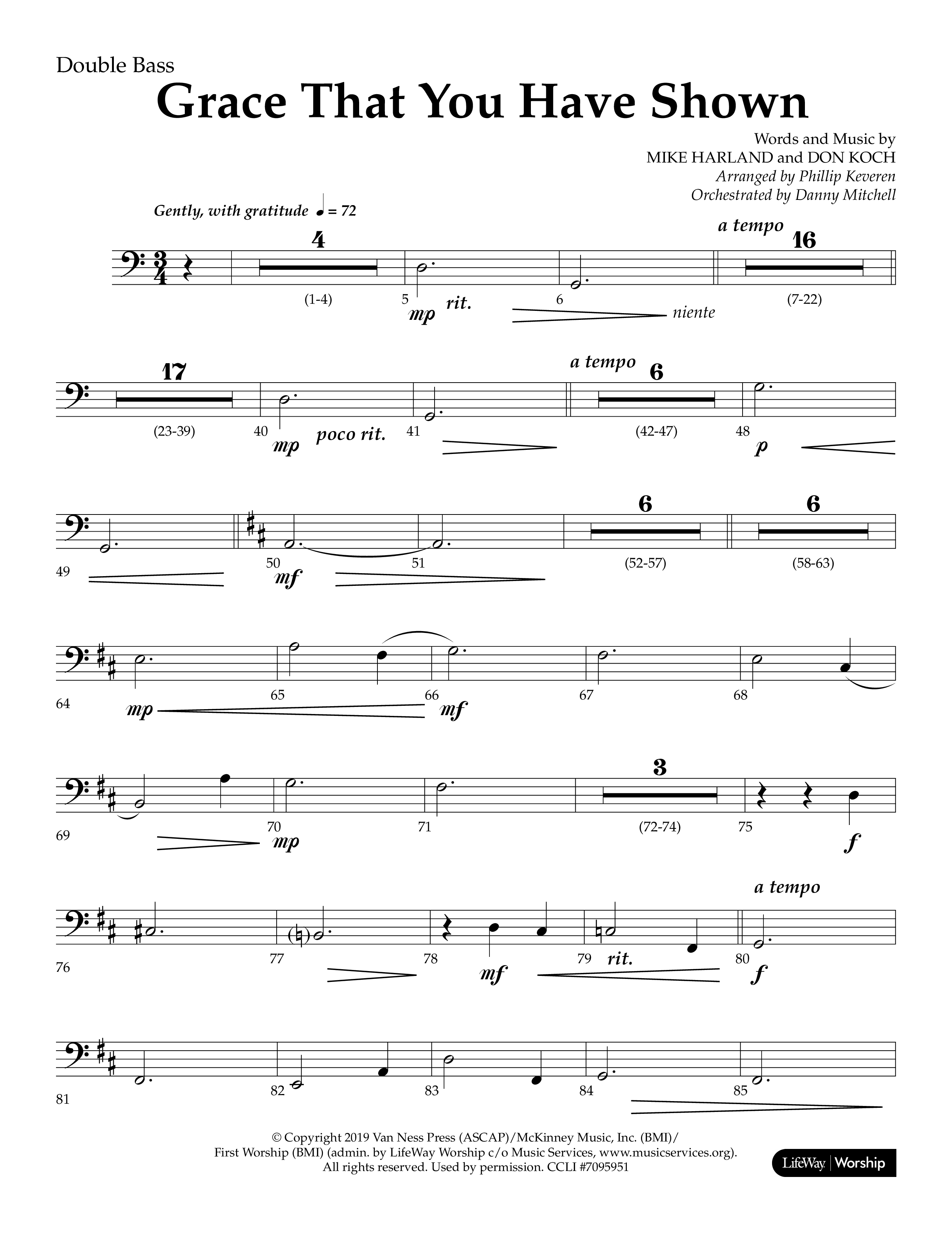 Grace That You Have Shown (Choral Anthem SATB) Double Bass (Lifeway Choral / Arr. Phillip Keveren / Orch. Danny Mitchell)