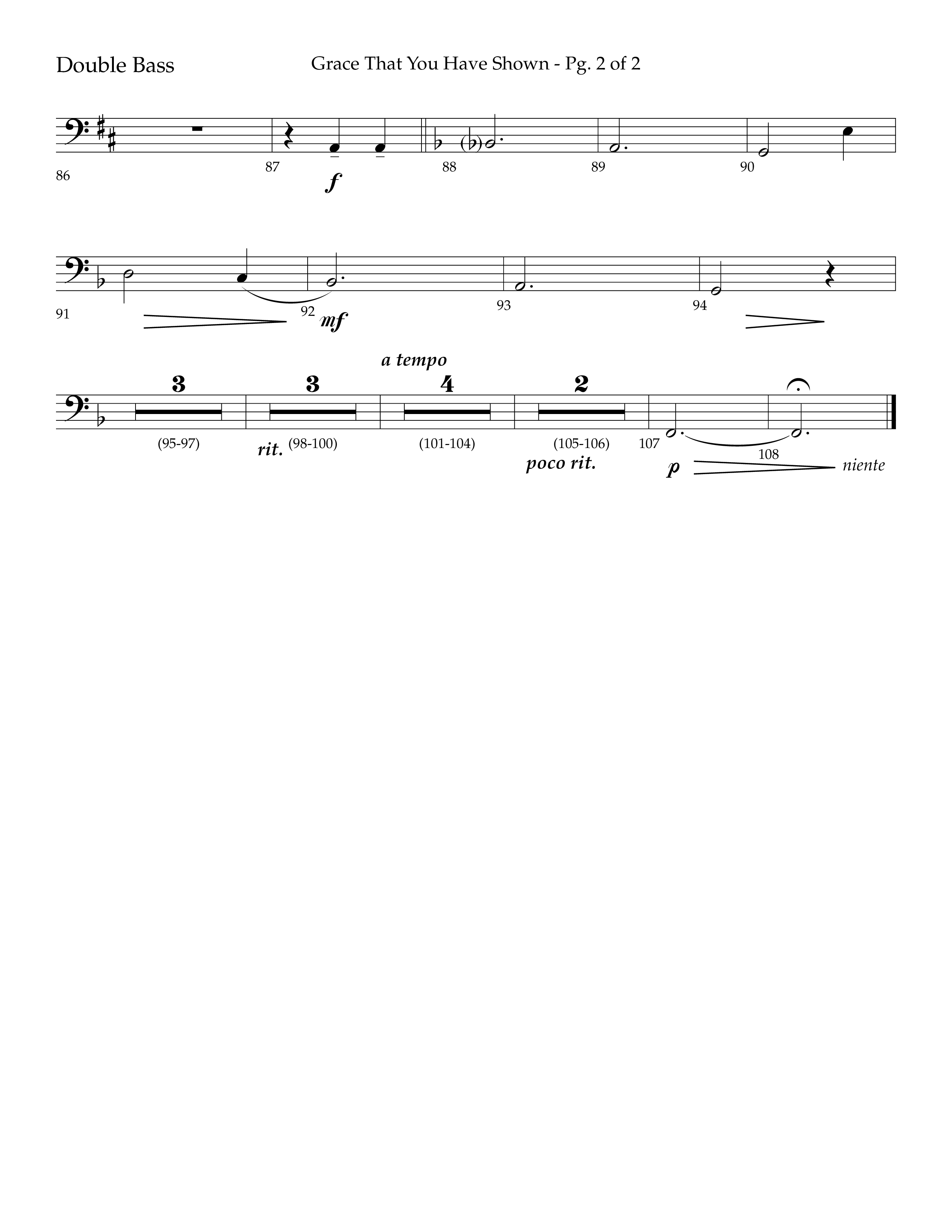 Grace That You Have Shown (Choral Anthem SATB) Double Bass (Lifeway Choral / Arr. Phillip Keveren / Orch. Danny Mitchell)