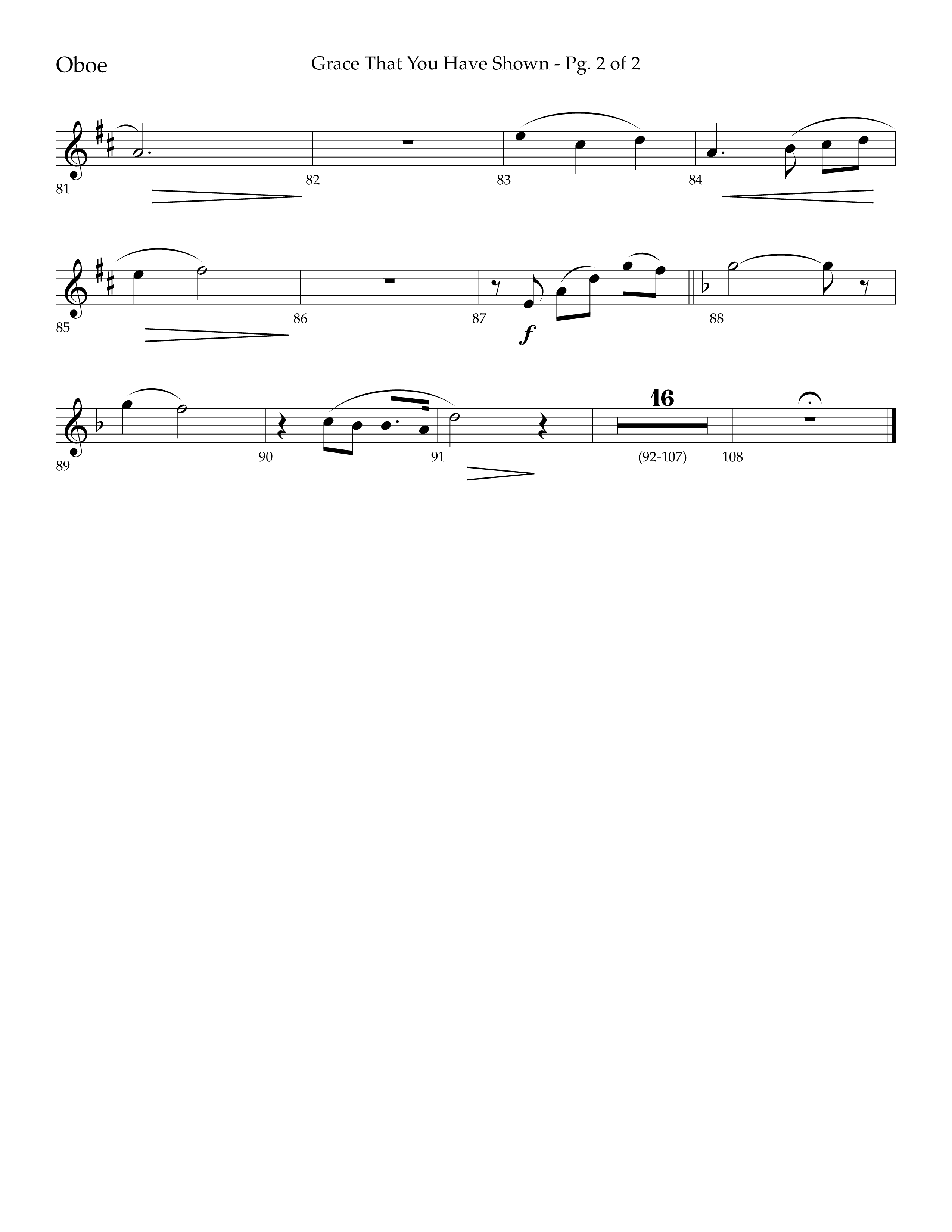 Grace That You Have Shown (Choral Anthem SATB) Oboe (Lifeway Choral / Arr. Phillip Keveren / Orch. Danny Mitchell)