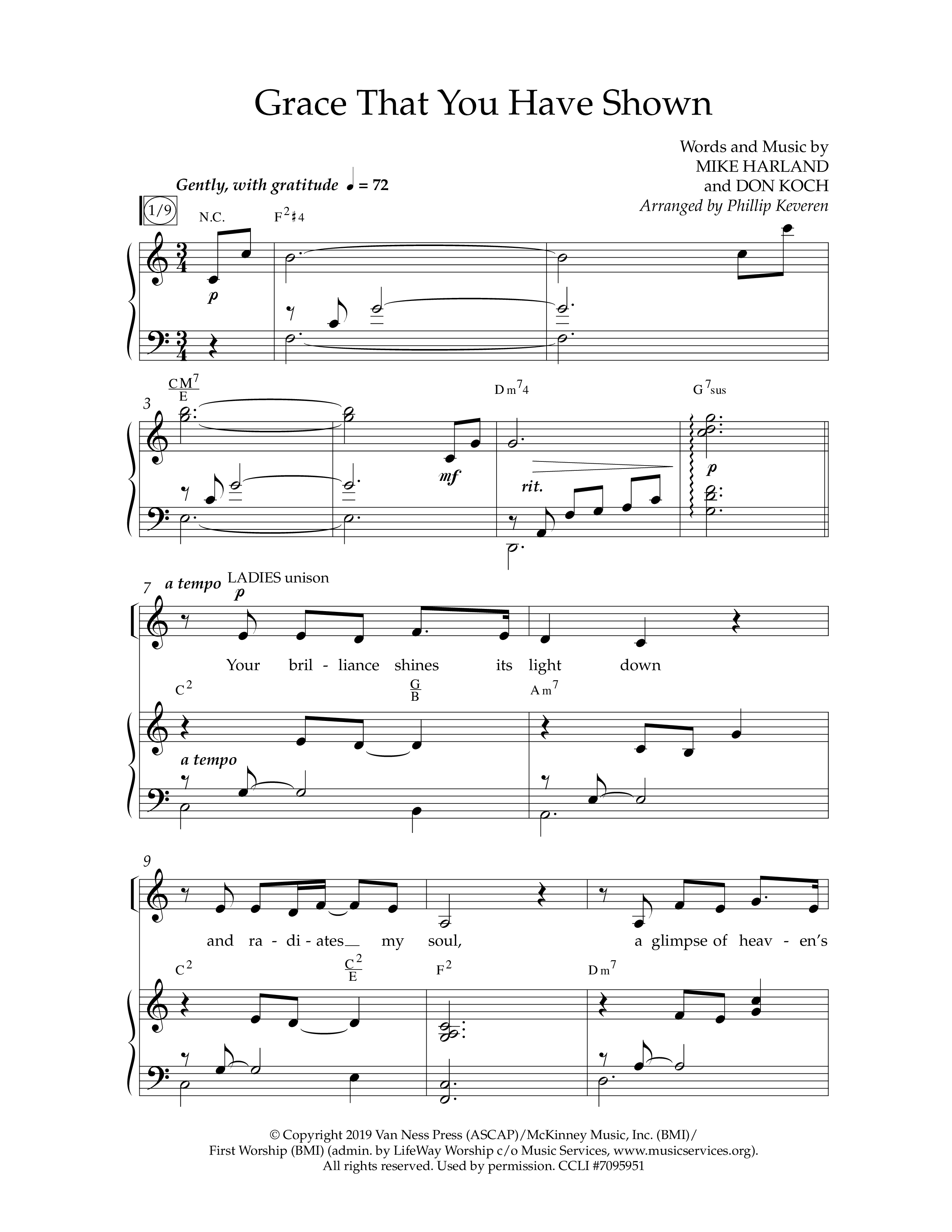 Grace That You Have Shown (Choral Anthem SATB) Anthem (SATB/Piano) (Lifeway Choral / Arr. Phillip Keveren / Orch. Danny Mitchell)