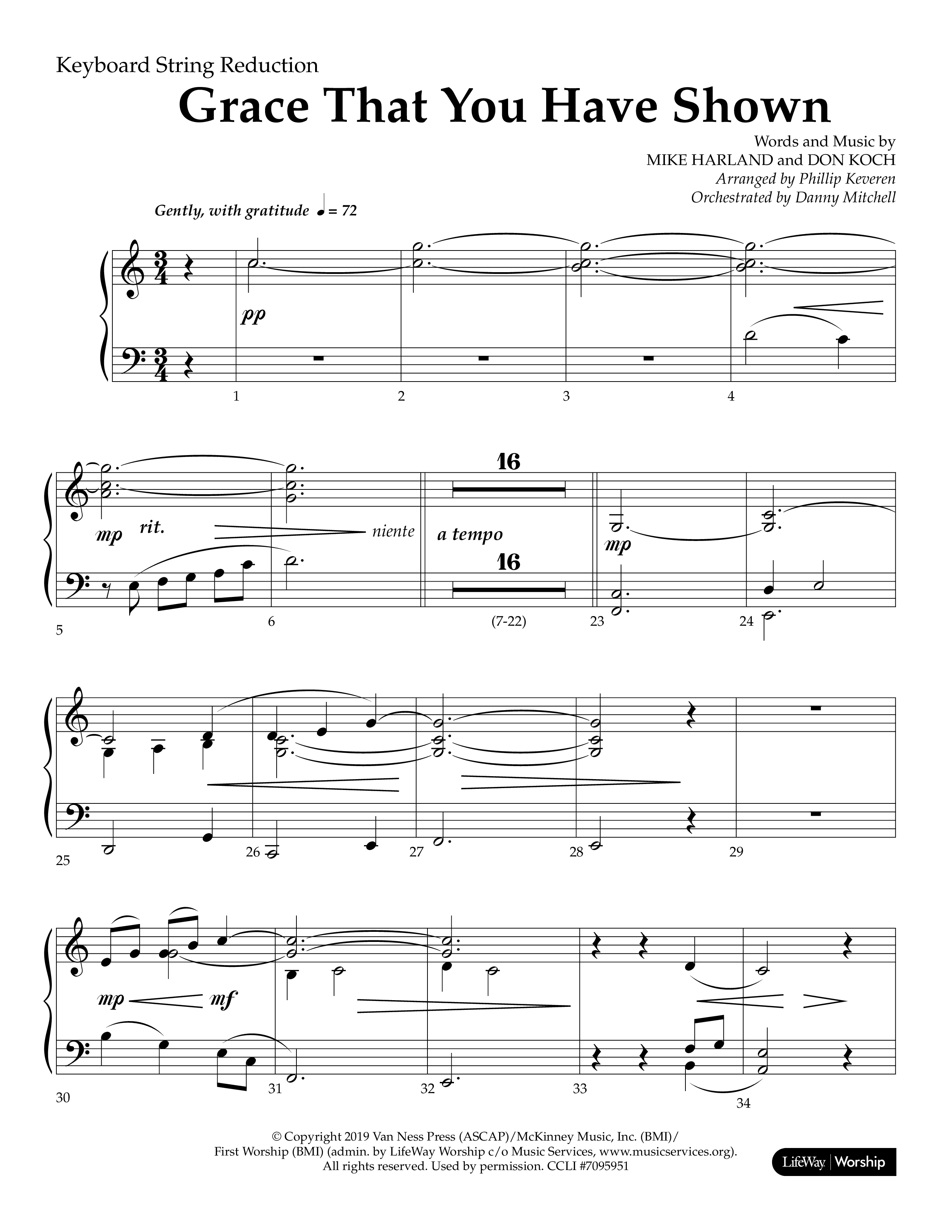 Grace That You Have Shown (Choral Anthem SATB) String Reduction (Lifeway Choral / Arr. Phillip Keveren / Orch. Danny Mitchell)