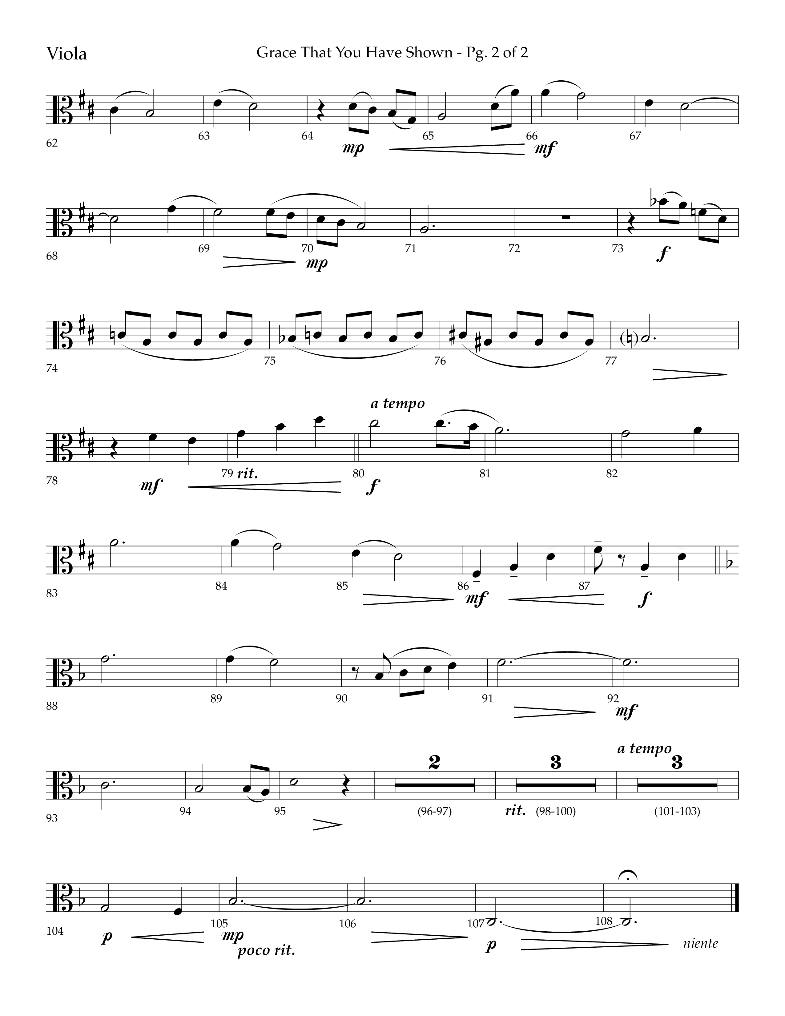 Grace That You Have Shown (Choral Anthem SATB) Viola (Lifeway Choral / Arr. Phillip Keveren / Orch. Danny Mitchell)
