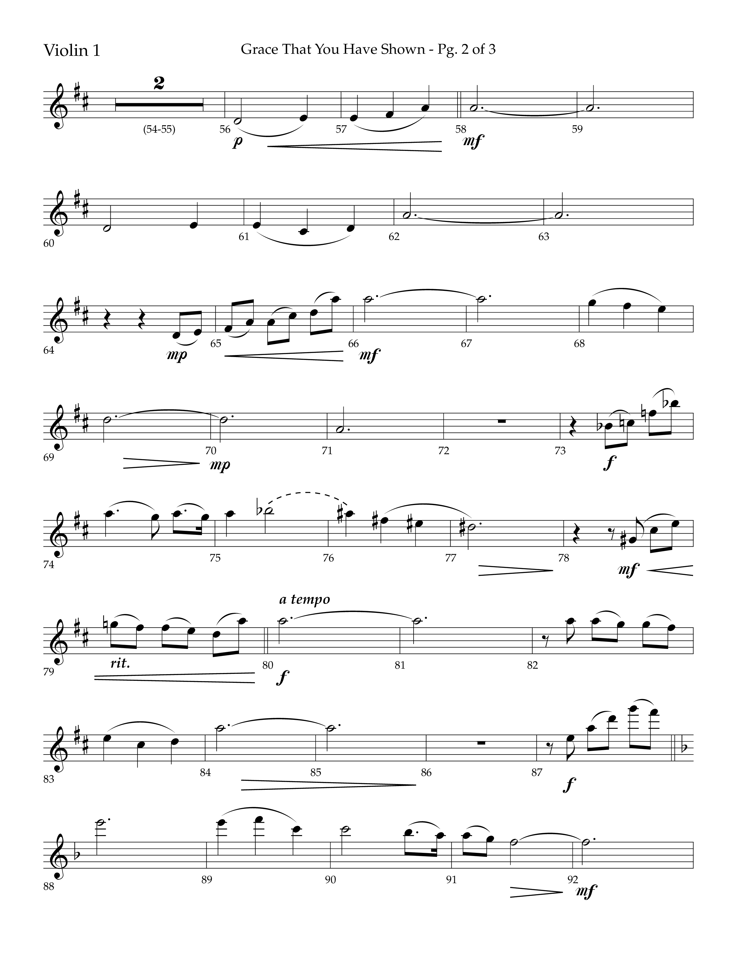 Grace That You Have Shown (Choral Anthem SATB) Violin 1 (Lifeway Choral / Arr. Phillip Keveren / Orch. Danny Mitchell)