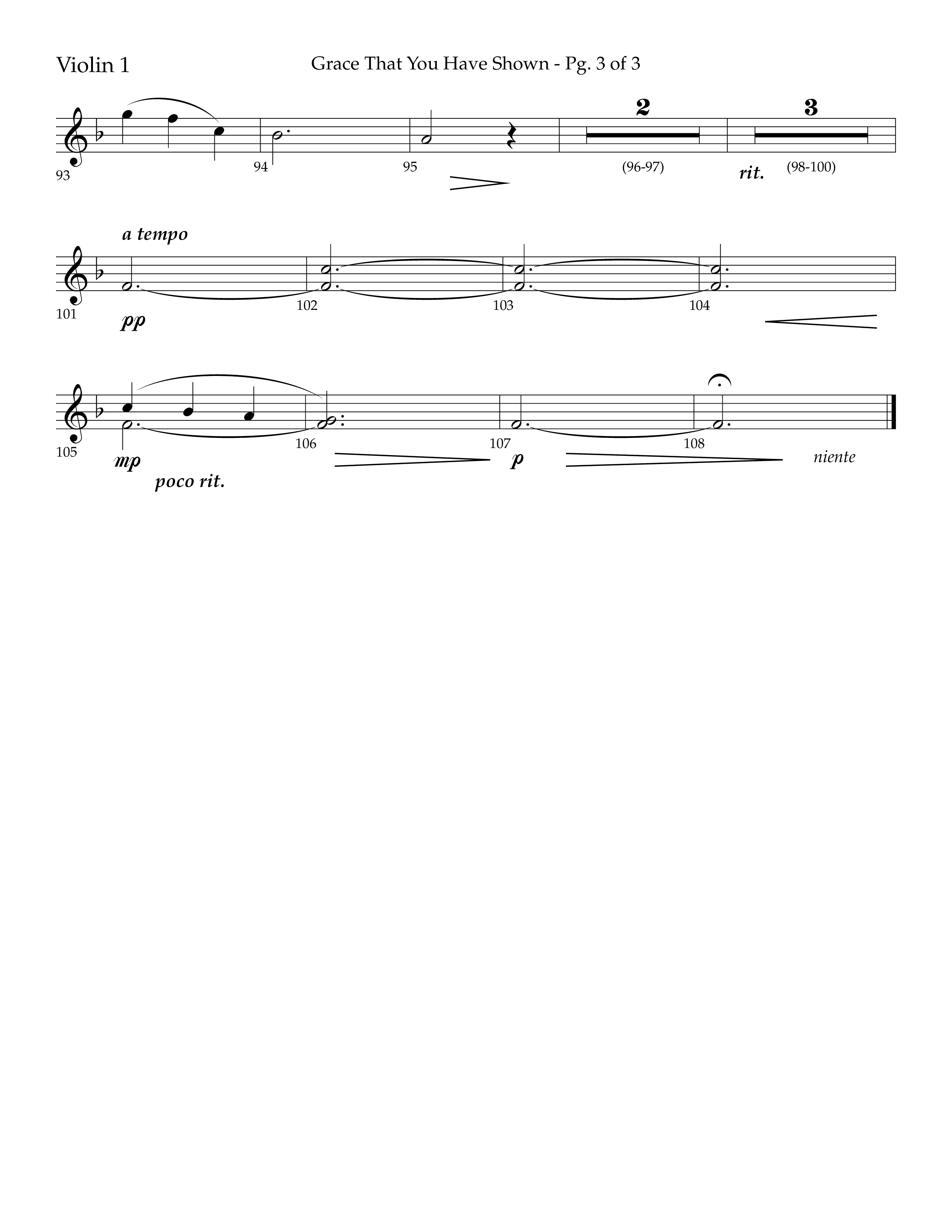 Grace That You Have Shown (Choral Anthem SATB) Violin 1 (Lifeway Choral / Arr. Phillip Keveren / Orch. Danny Mitchell)
