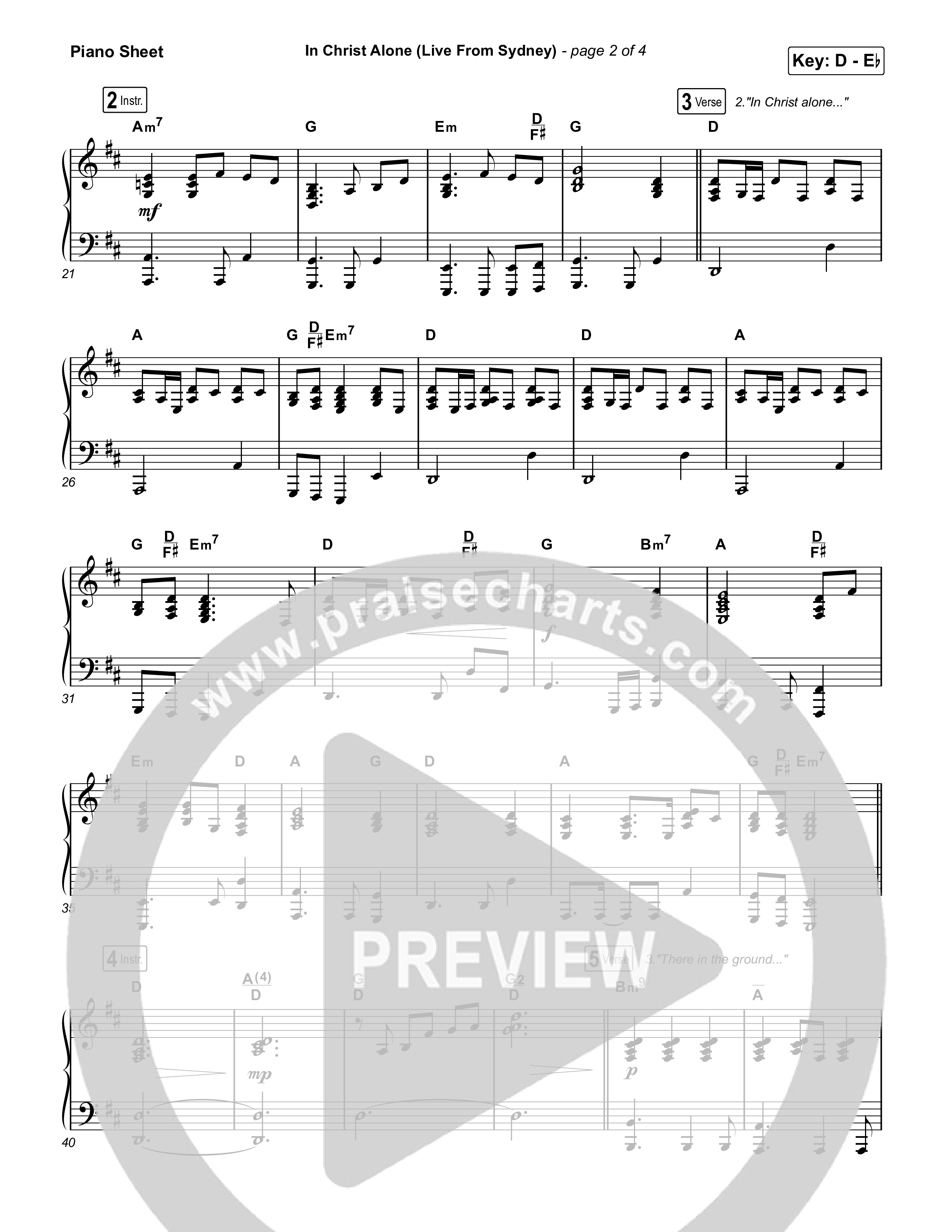 In Christ Alone (Live From Sydney) Piano Sheet (Keith & Kristyn Getty / CityAlight)