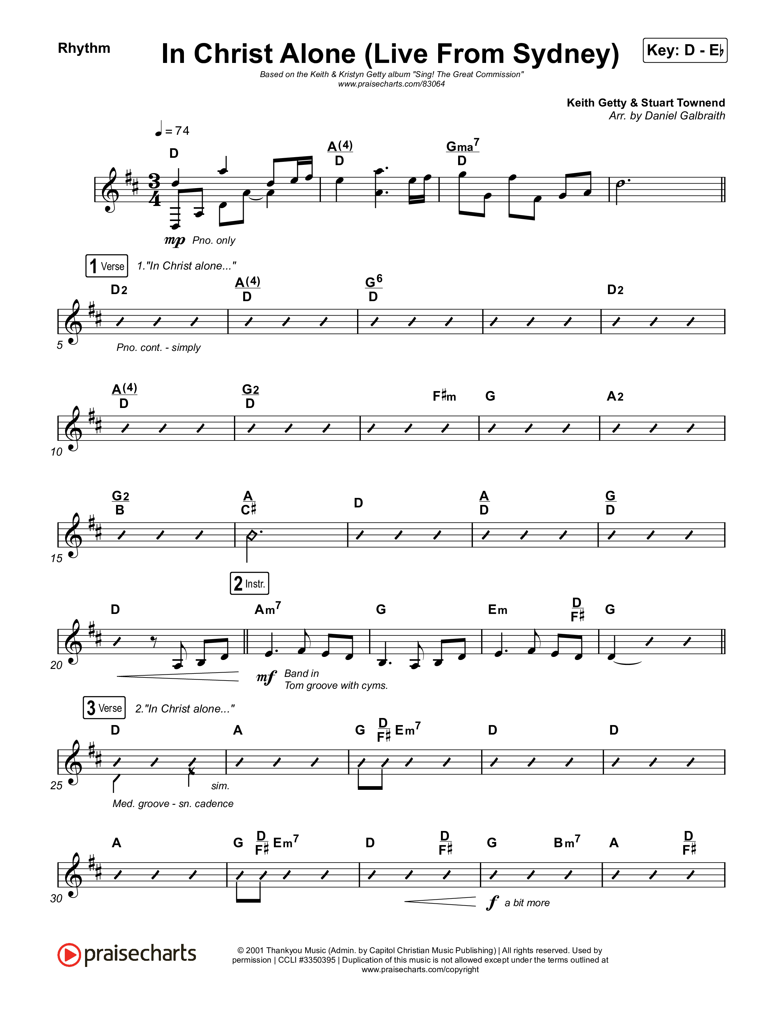 In Christ Alone (Live From Sydney) Rhythm Chart (Keith & Kristyn Getty / CityAlight)