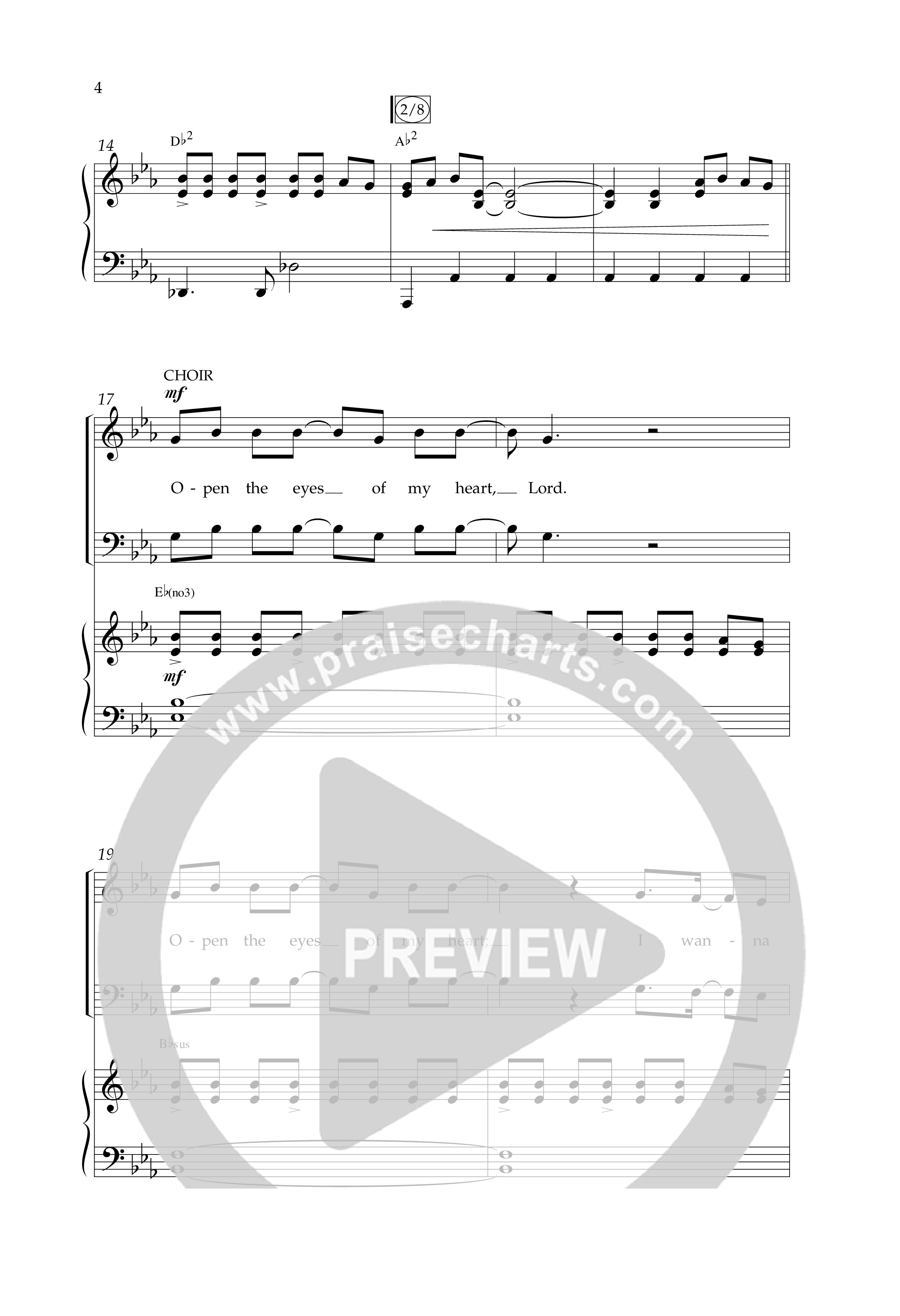 Open The Eyes Of My Heart (Choral Anthem SATB) Anthem (SATB/Piano) (Lifeway Choral / Arr. Cliff Duren)