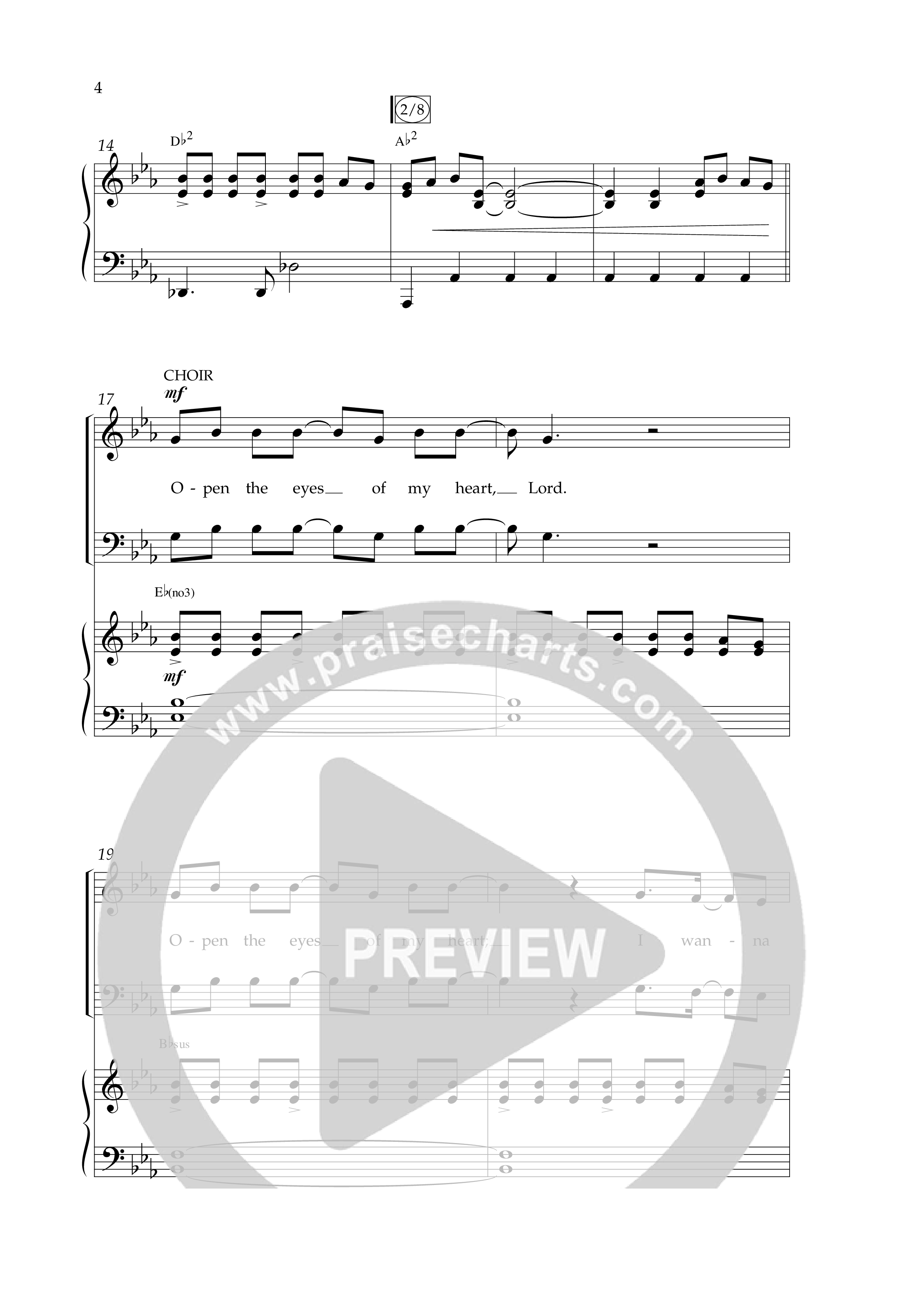 Open The Eyes Of My Heart (Choral Anthem SATB) Anthem (SATB/Piano) (Lifeway Choral / Arr. Cliff Duren)