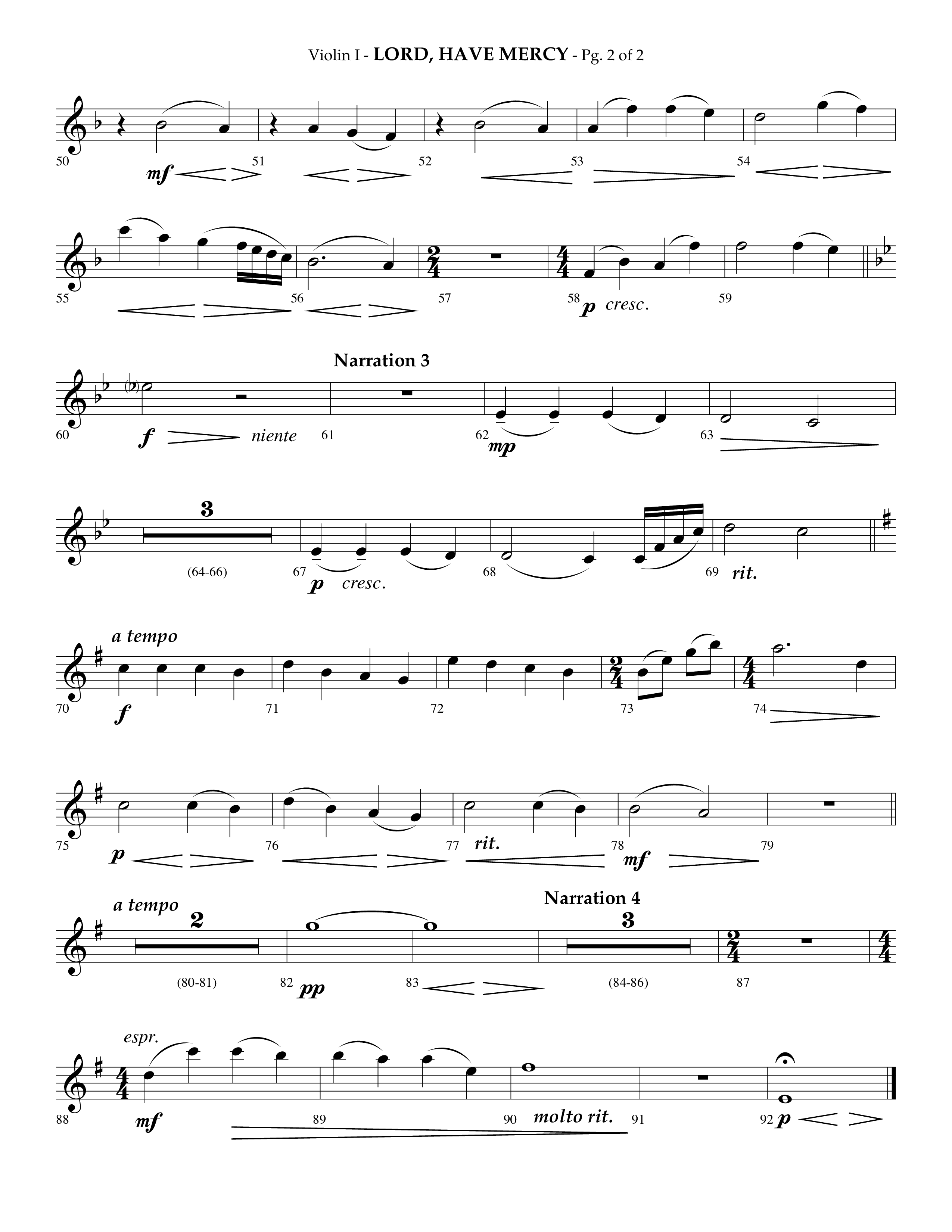 Lord Have Mercy (Choral Anthem SATB) Violin 1 (Lifeway Choral / Arr. Phillip Keveren)