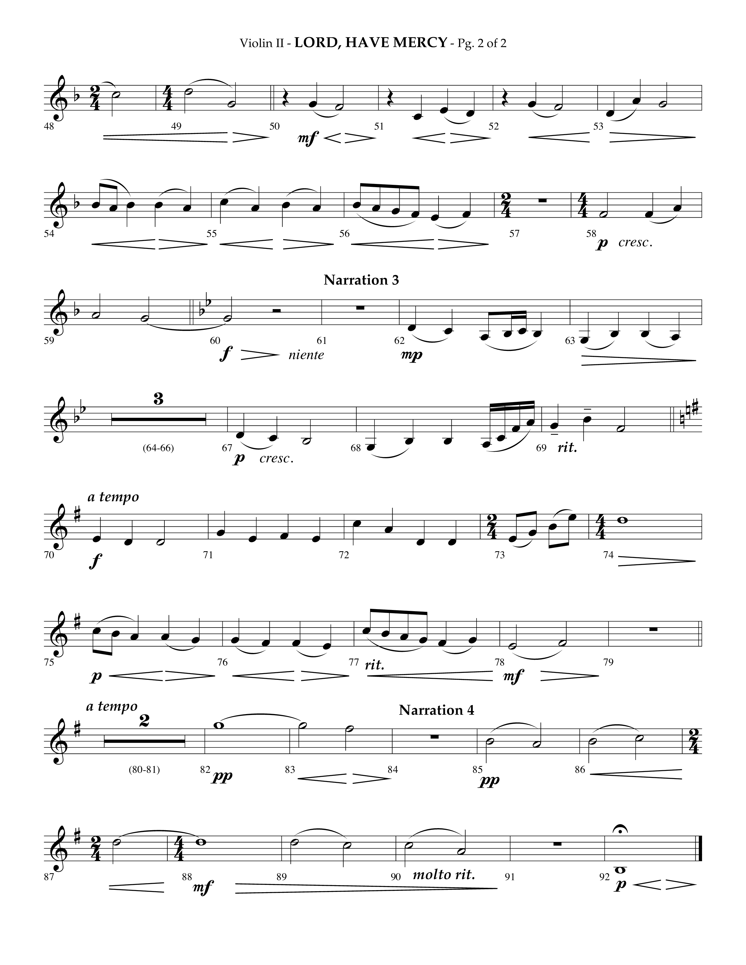 Lord Have Mercy (Choral Anthem SATB) Violin 2 (Lifeway Choral / Arr. Phillip Keveren)