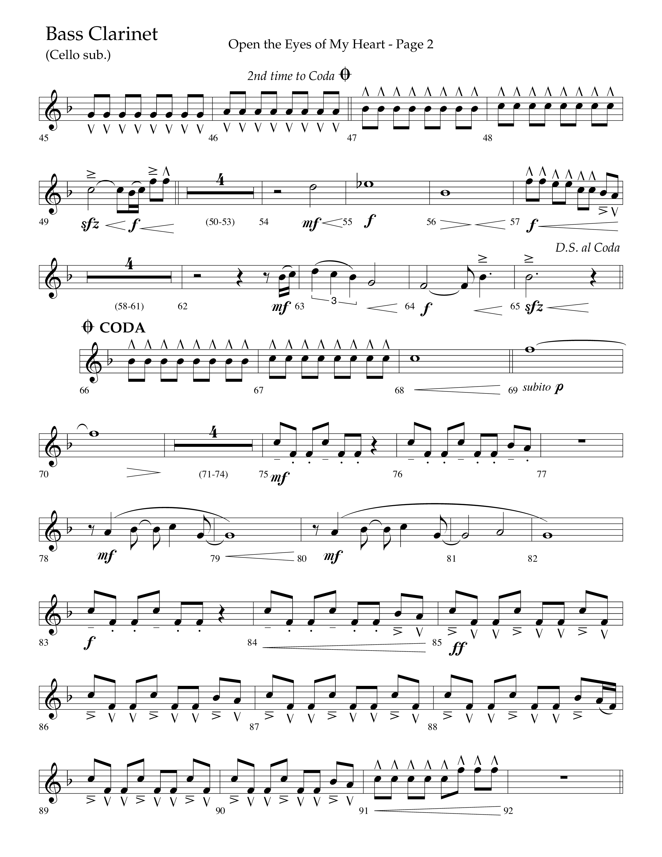 Open The Eyes Of My Heart (Choral Anthem SATB) Bass Clarinet (Lifeway Choral / Arr. Cliff Duren)