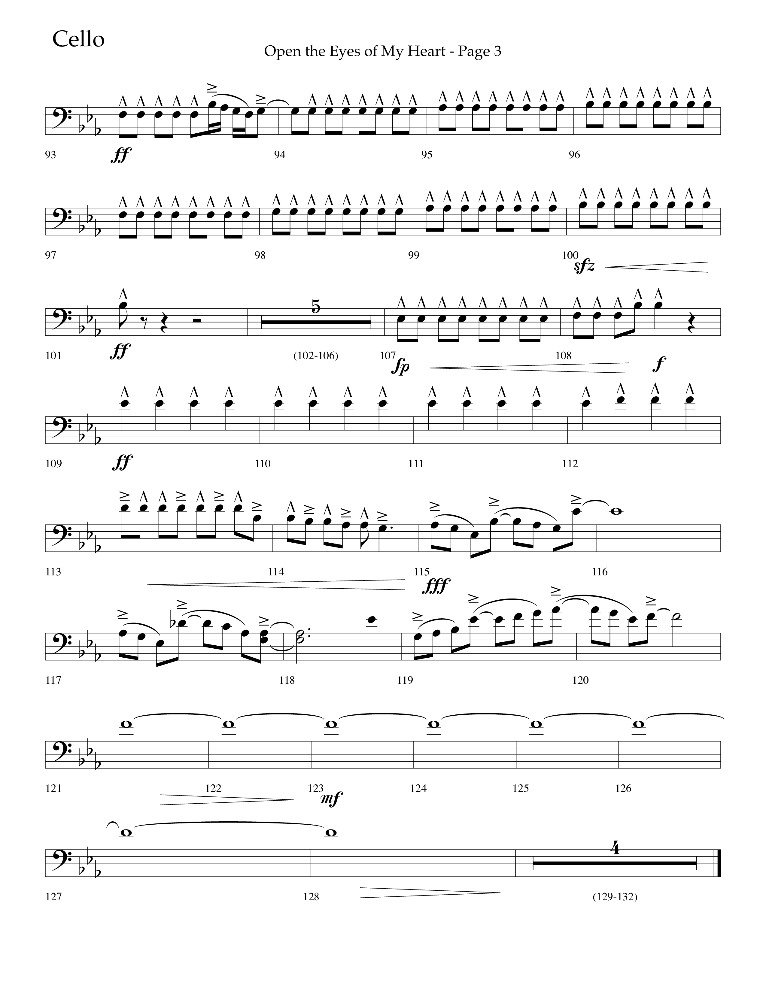 Open The Eyes Of My Heart (Choral Anthem SATB) Cello (Lifeway Choral / Arr. Cliff Duren)