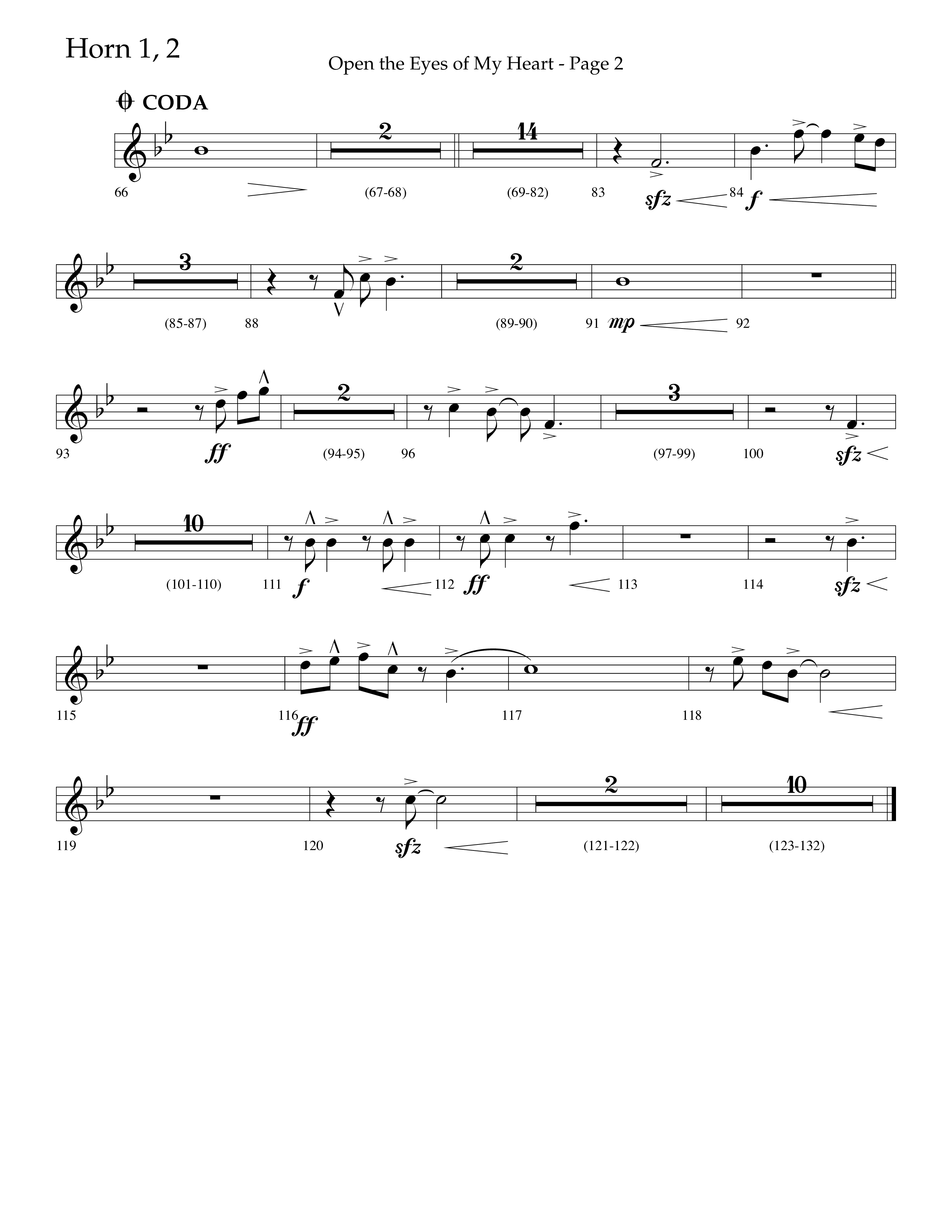 Open The Eyes Of My Heart (Choral Anthem SATB) French Horn 1/2 (Lifeway Choral / Arr. Cliff Duren)