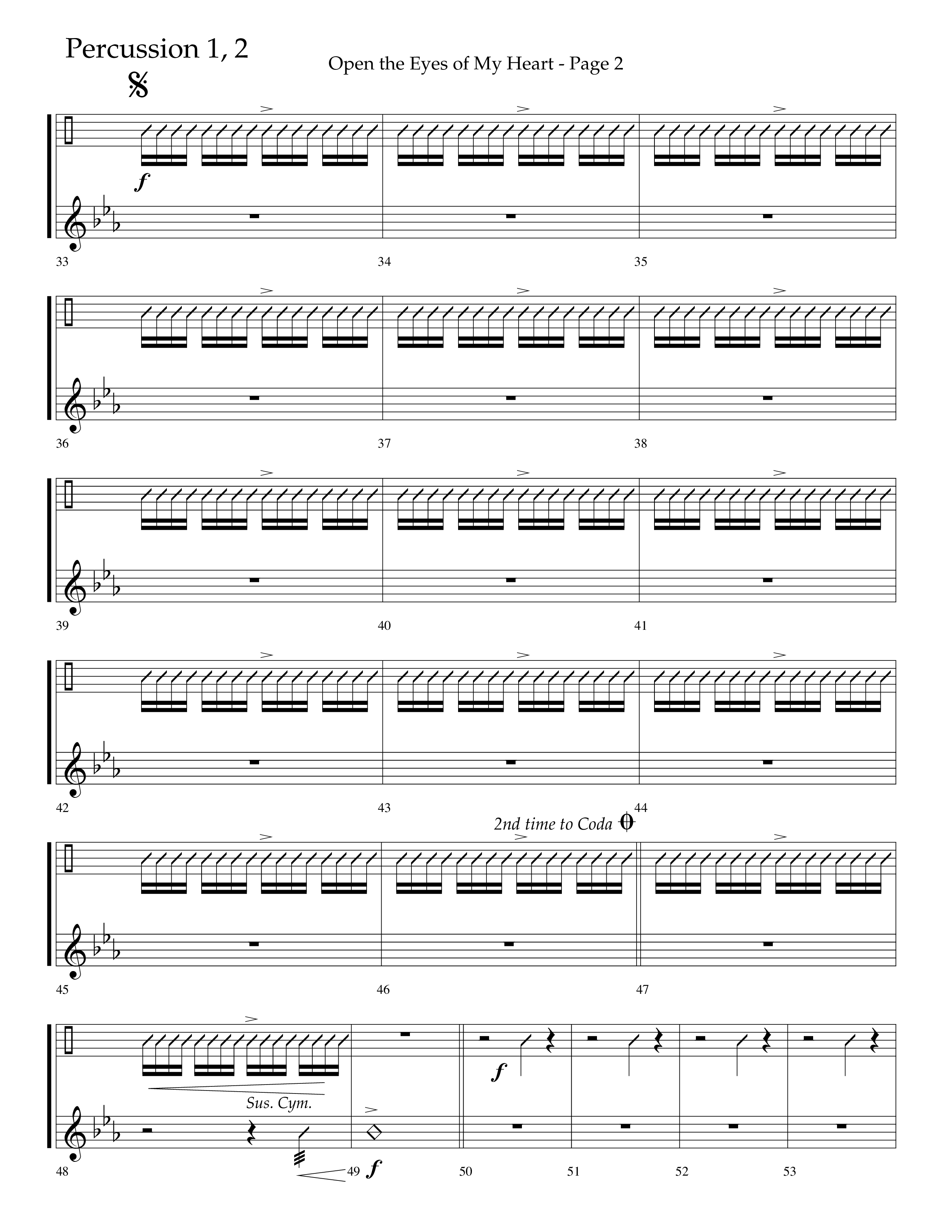 Open The Eyes Of My Heart (Choral Anthem SATB) Percussion 1/2 (Lifeway Choral / Arr. Cliff Duren)