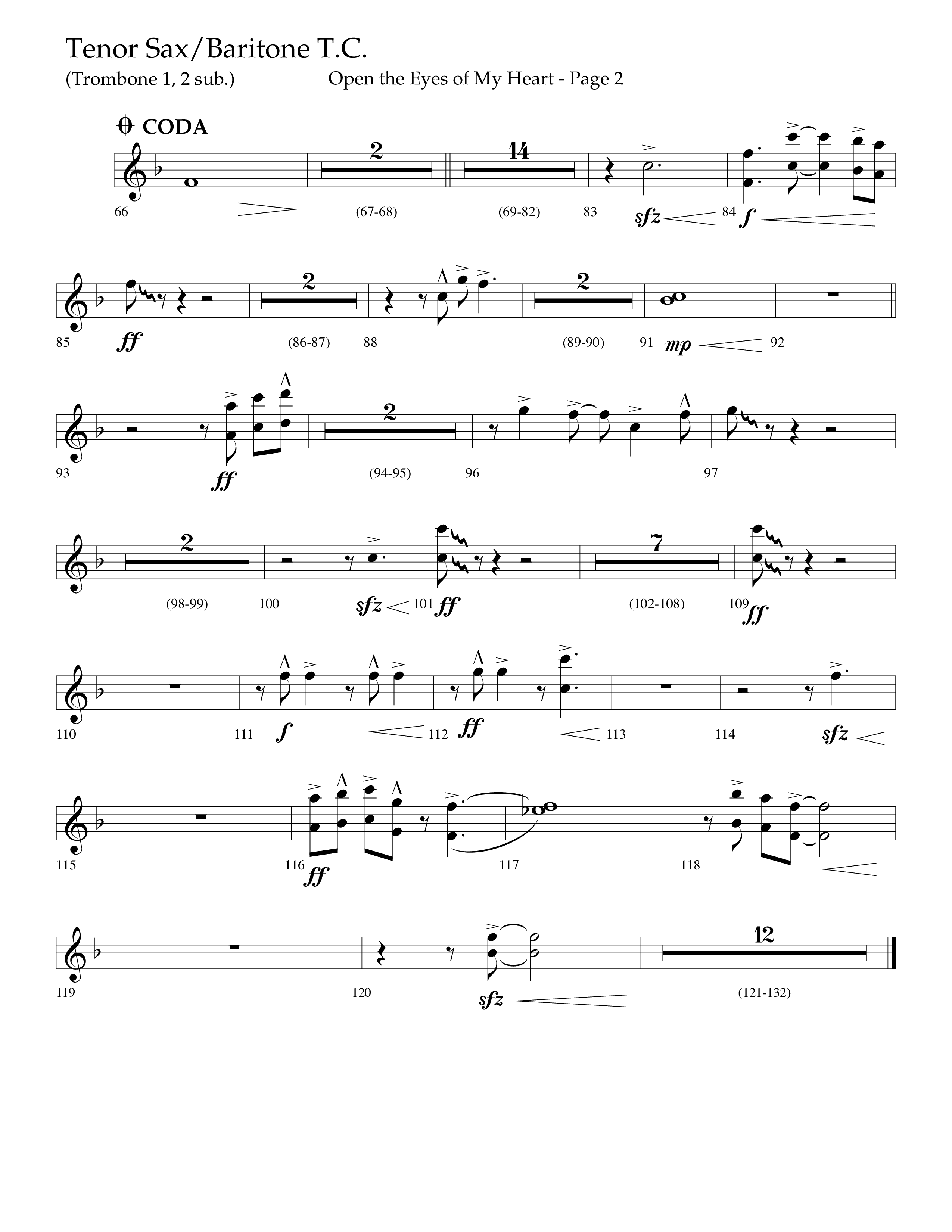 Open The Eyes Of My Heart (Choral Anthem SATB) Tenor Sax/Baritone T.C. (Lifeway Choral / Arr. Cliff Duren)