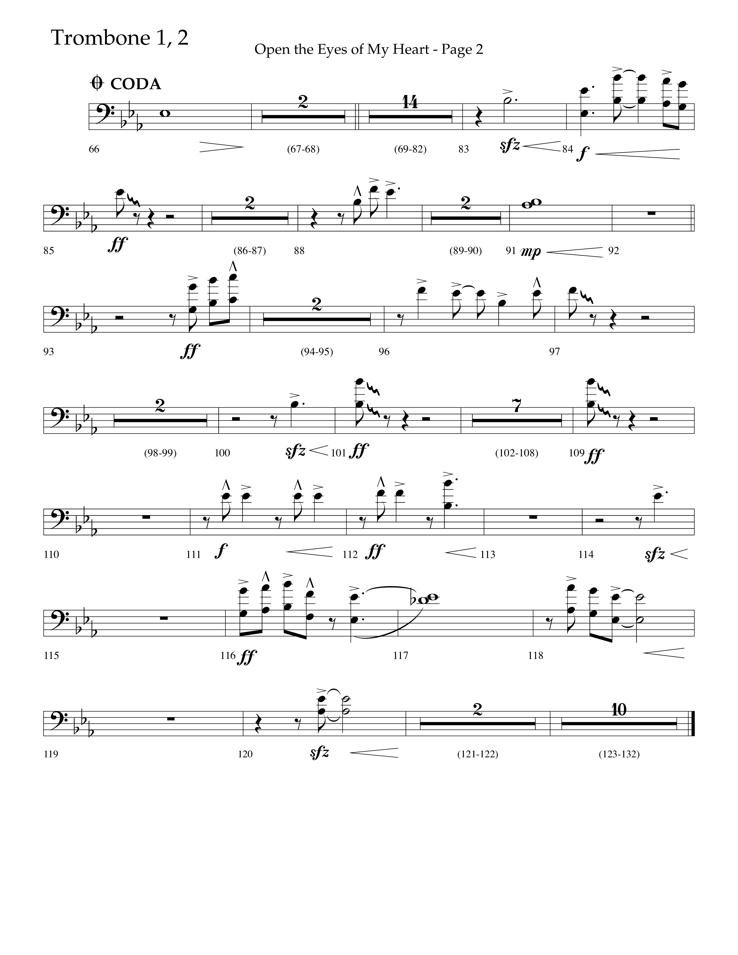 Open The Eyes Of My Heart (Choral Anthem SATB) Trombone 1/2 (Lifeway Choral / Arr. Cliff Duren)