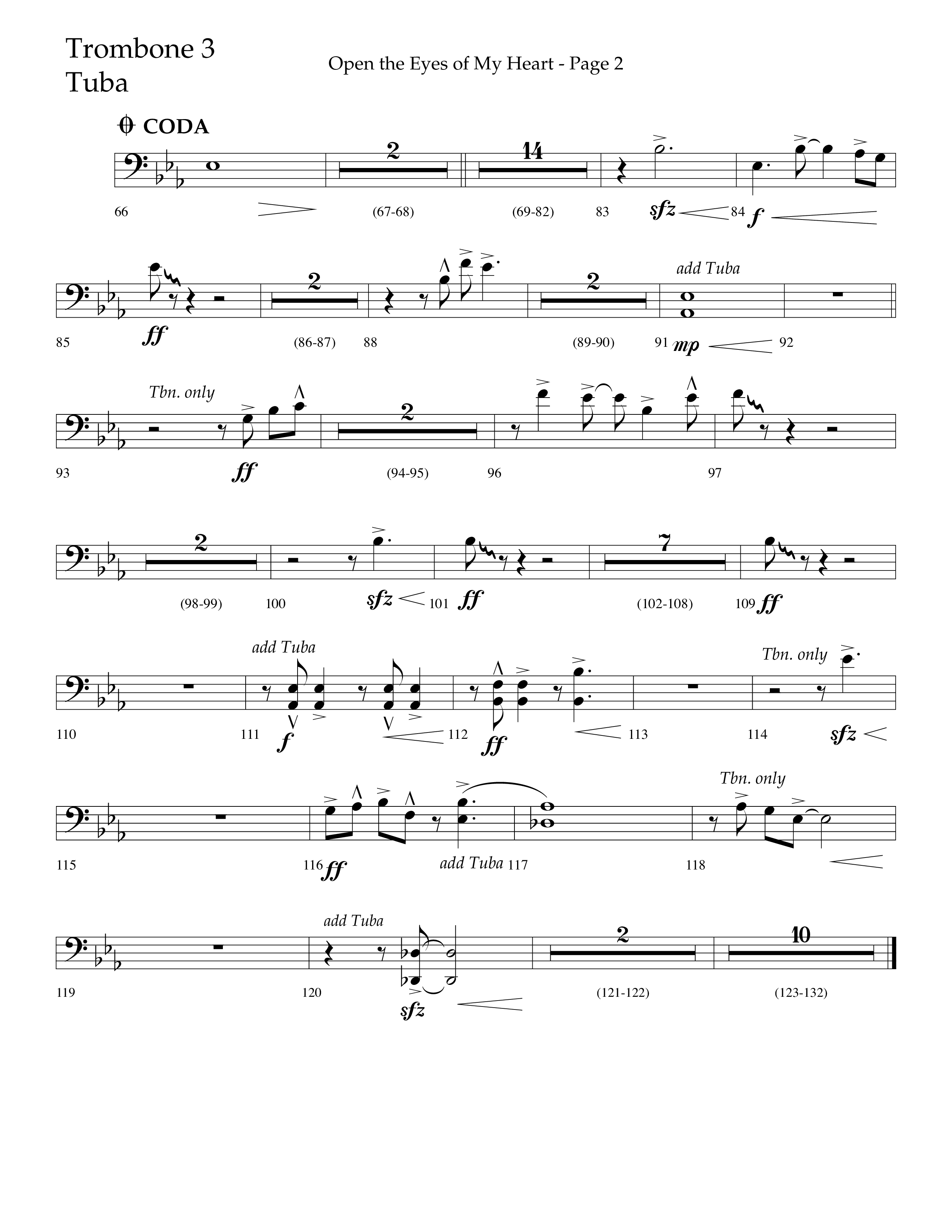 Open The Eyes Of My Heart (Choral Anthem SATB) Trombone 3/Tuba (Lifeway Choral / Arr. Cliff Duren)