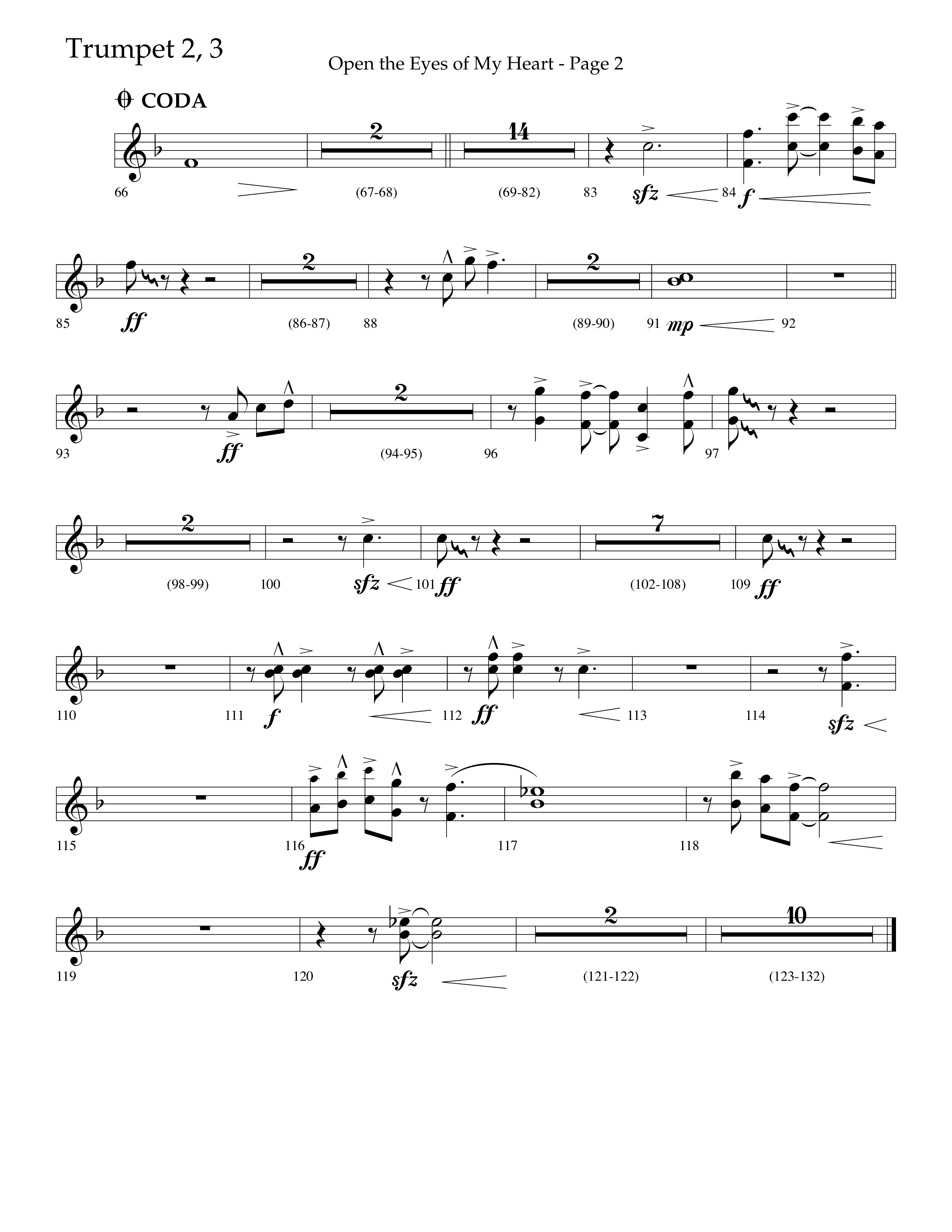 Open The Eyes Of My Heart (Choral Anthem SATB) Trumpet 2/3 (Lifeway Choral / Arr. Cliff Duren)