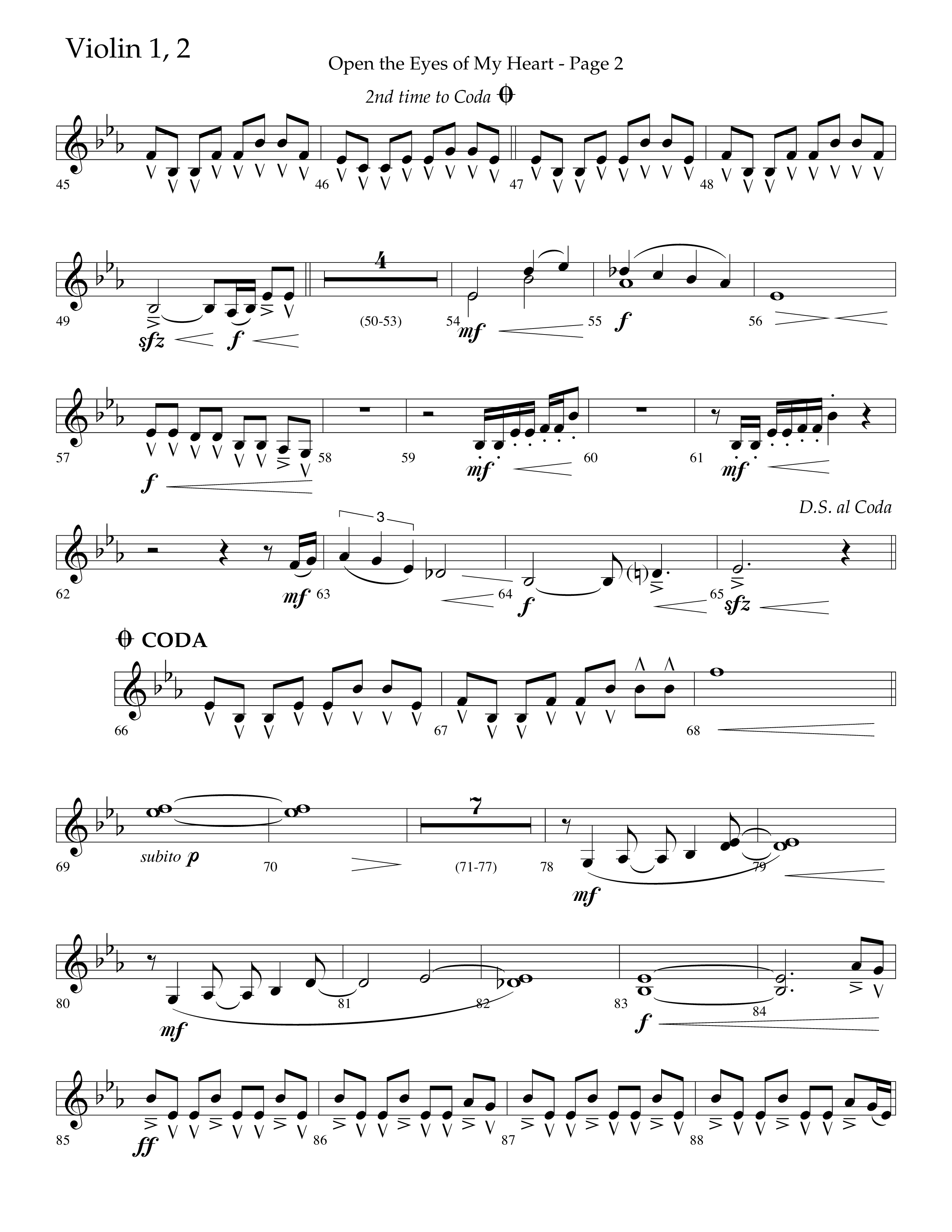 Open The Eyes Of My Heart (Choral Anthem SATB) Violin 1/2 (Lifeway Choral / Arr. Cliff Duren)