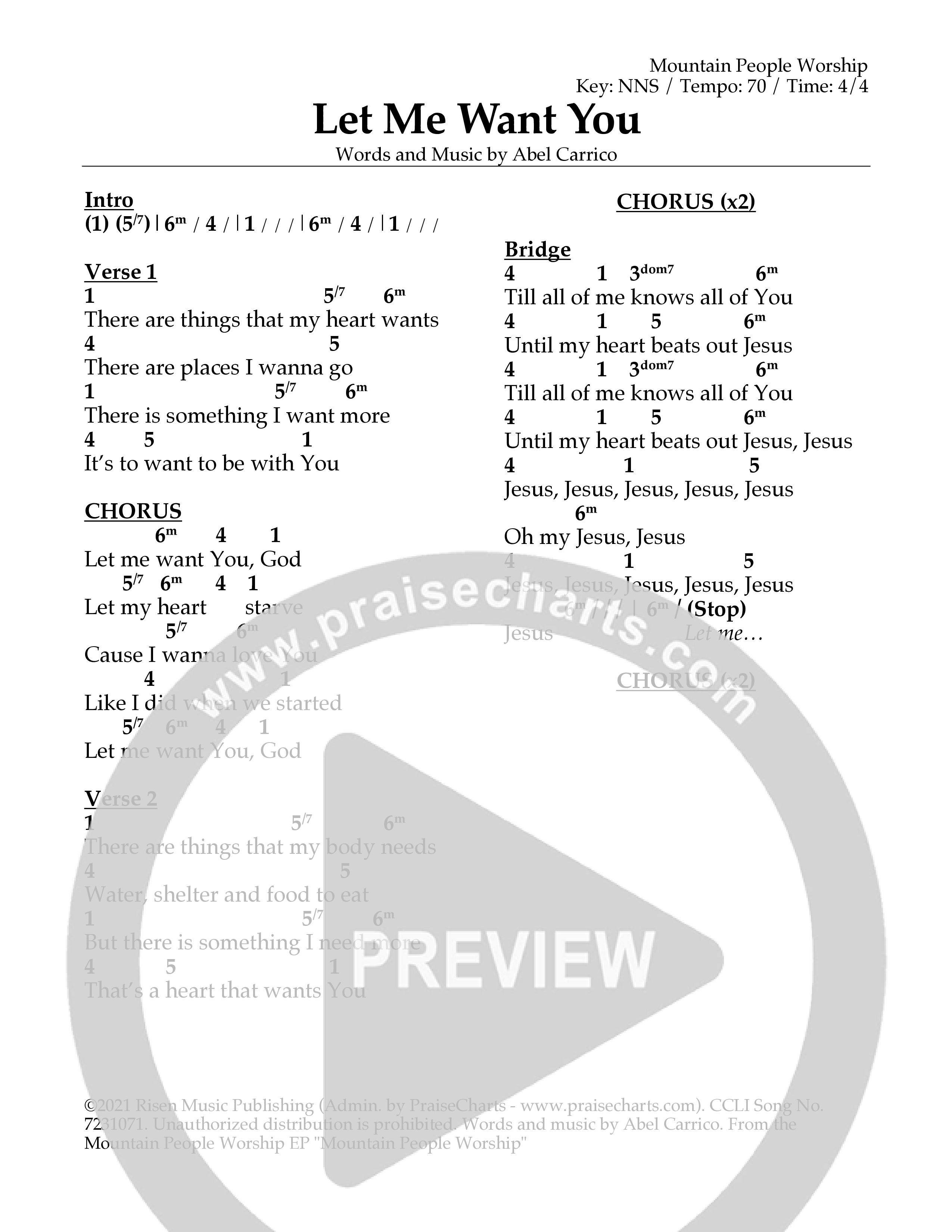 Let Me Want You Chord Chart (Mountain People Worship)