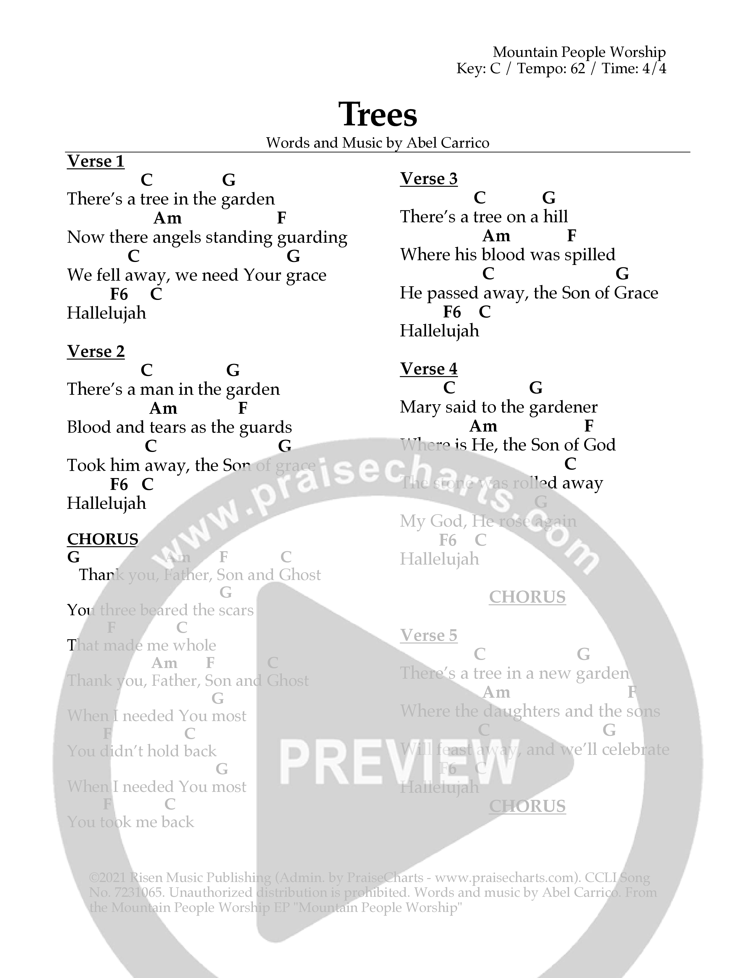 Trees Chord Chart (Mountain People Worship)