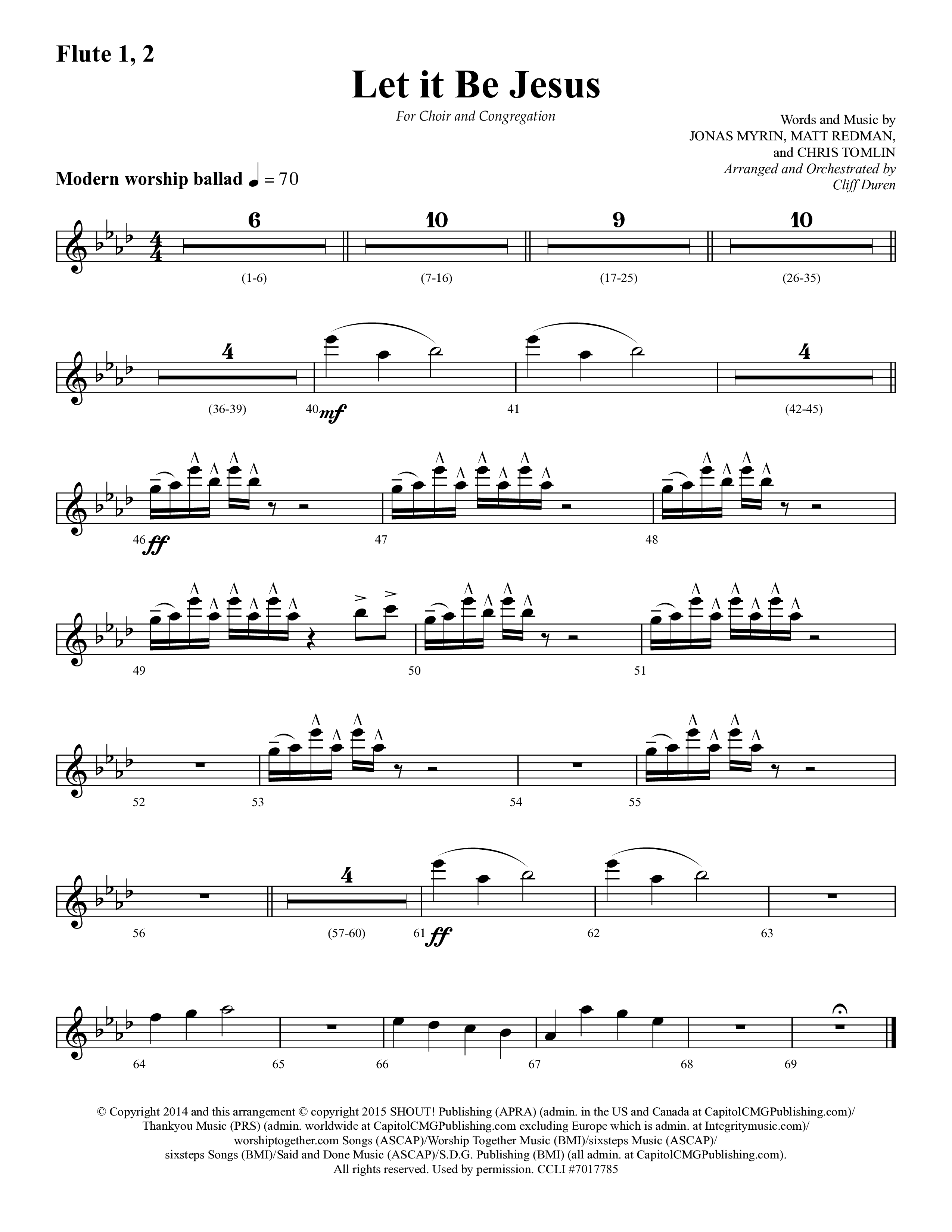 Let It Be Jesus (Choral Anthem SATB) Flute 1/2 (Lifeway Choral / Arr. Cliff Duren)